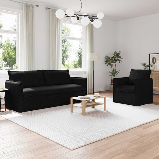 Set di divani 2 pcs Nero 196 x 82 x 85 cm Tessuto | homemem39