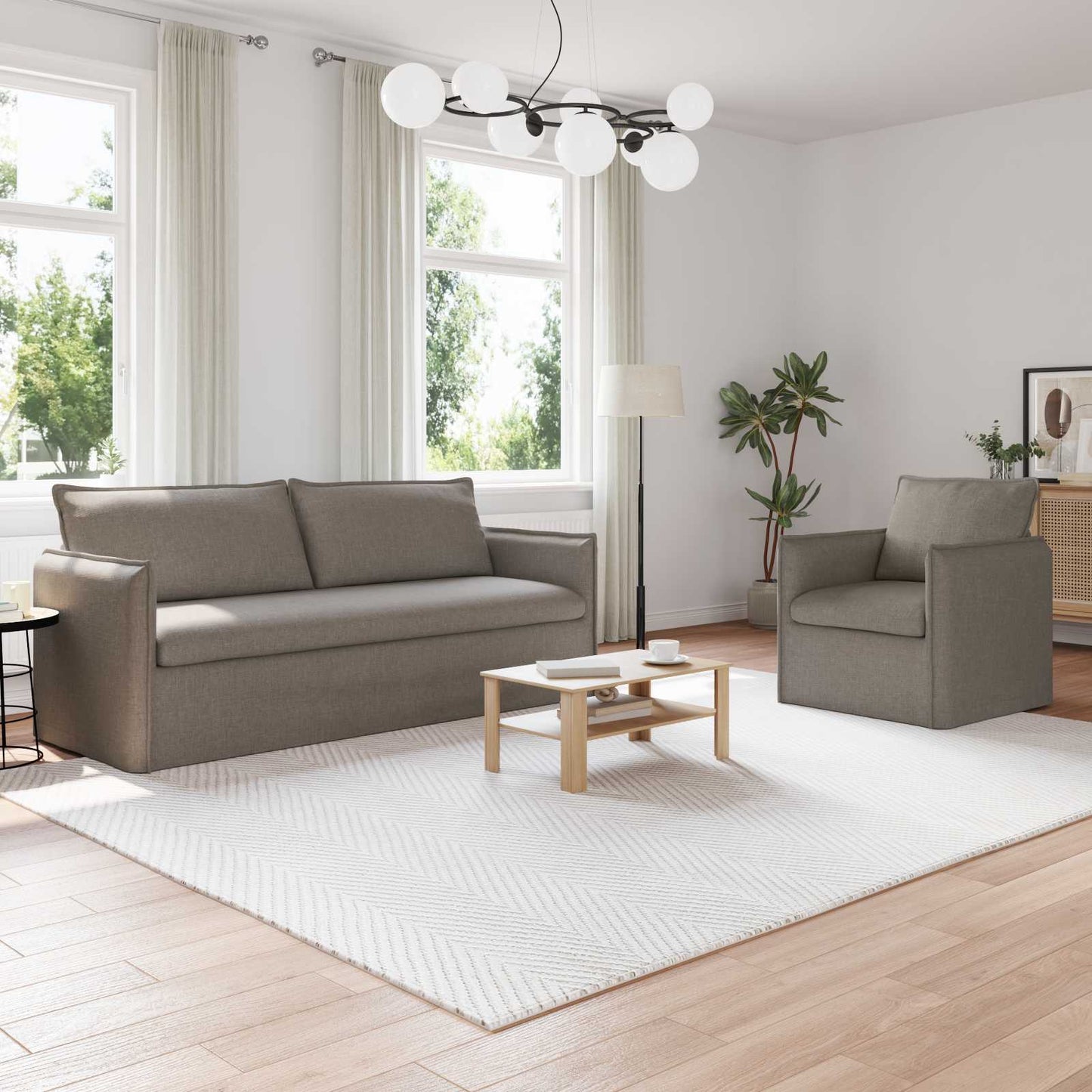 Set di divani 2 pcs Tortora 196 x 82 x 85 cm Tessuto | homemem39