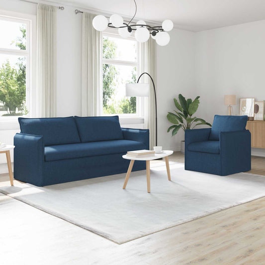 Set di divani 2 pcs Blu 196 x 82 x 85 cm Tessuto | homemem39