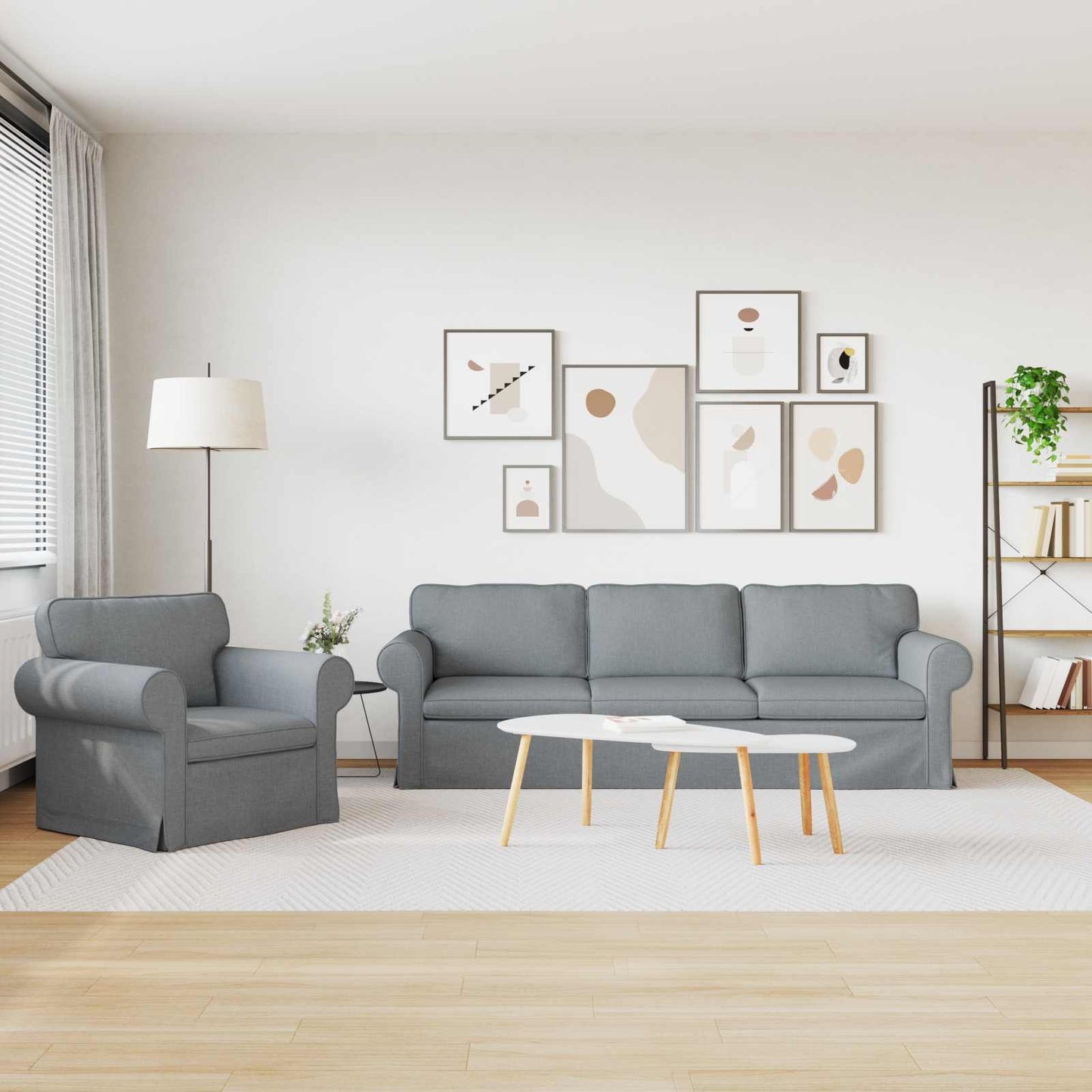 Set di divani 2 pcs Grigio chiaro 245 x 82 x 80 cm Tessuto | homemem39