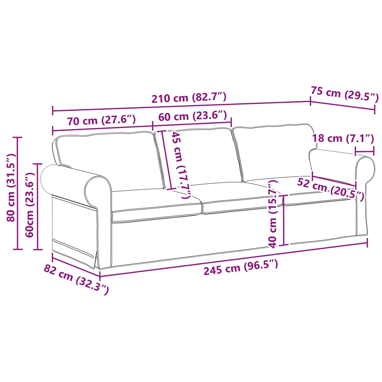 Set di divani 2 pcs Grigio scuro 245 x 82 x 80 cm Tessuto | homemem39