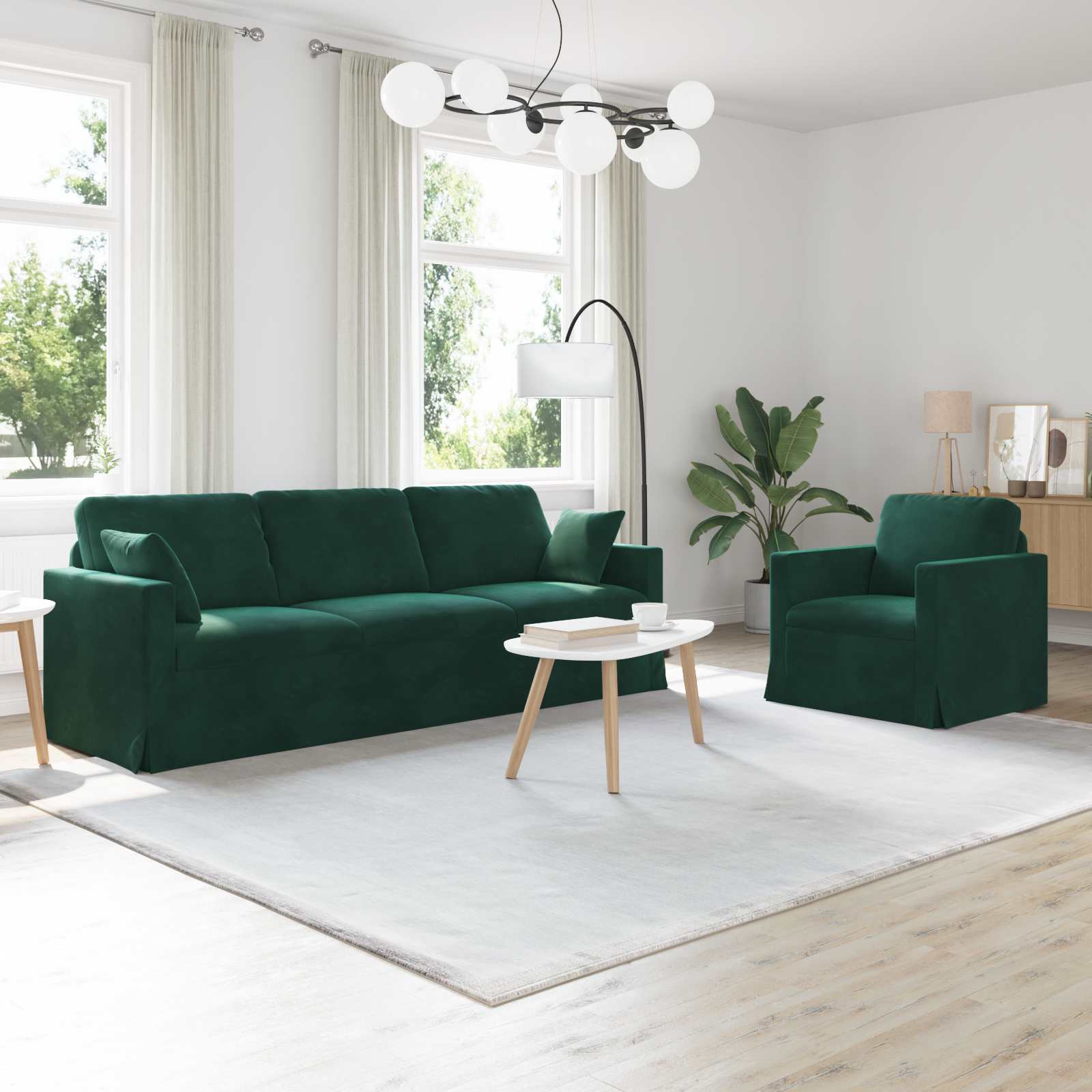 Set di divani 2 pcs Verde Scuro 228 x 78 x 80 cm Velluto | homemem39