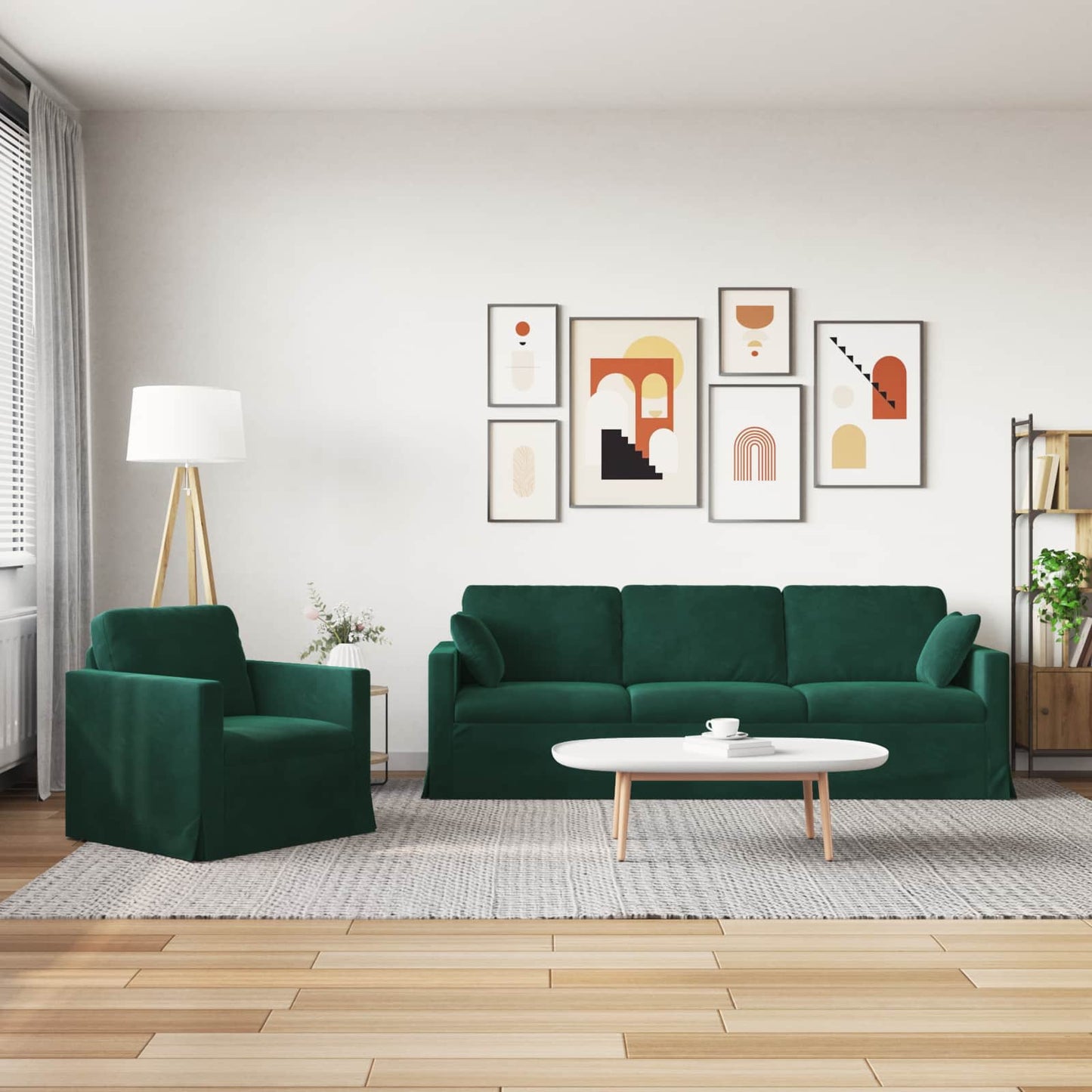 Set di divani 2 pcs Verde Scuro 228 x 78 x 80 cm Velluto | homemem39