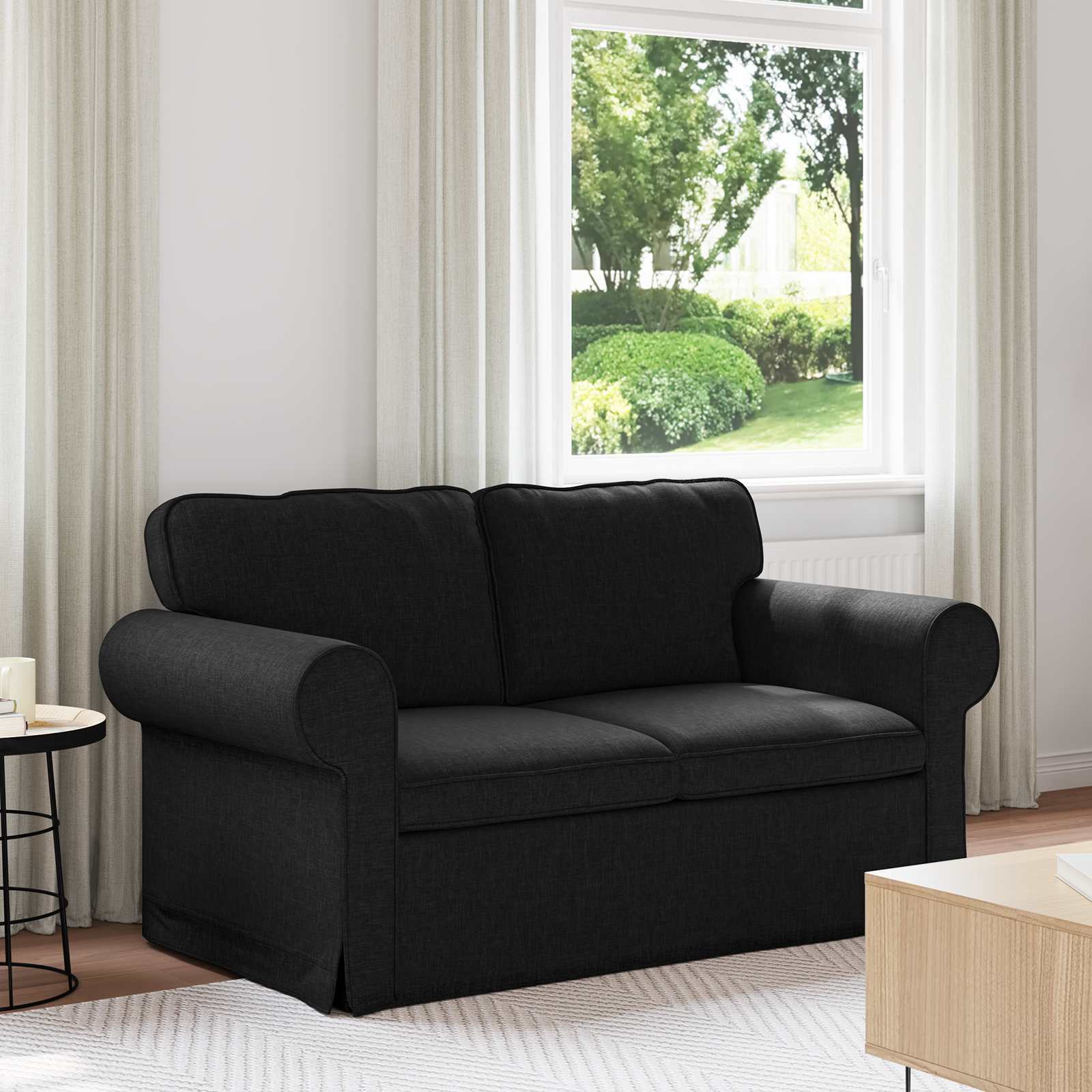 Divano Nero 155 x 82 x 80 cm Tessuto | homemem39
