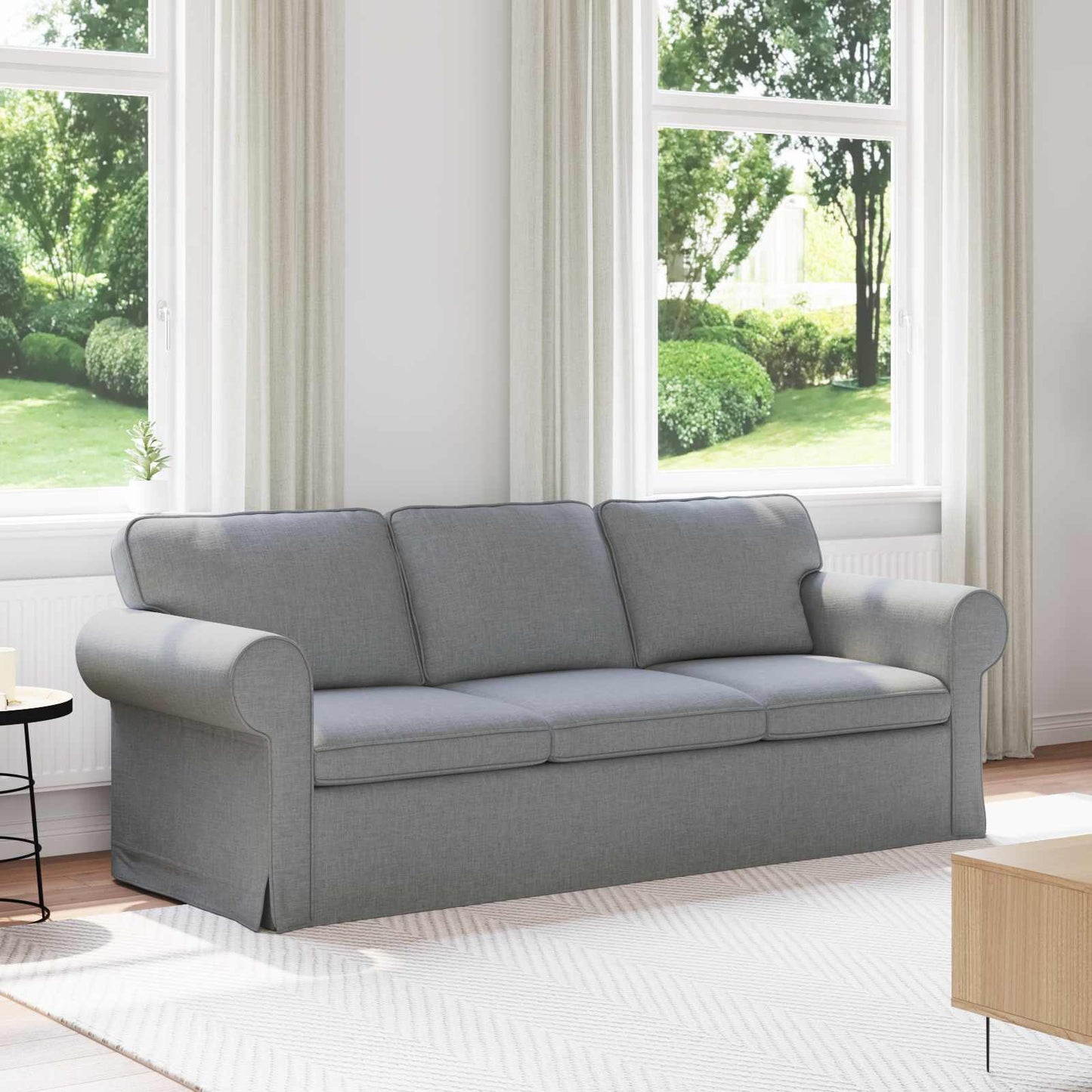 Divano Grigio chiaro 215 x 82 x 80 cm Tessuto