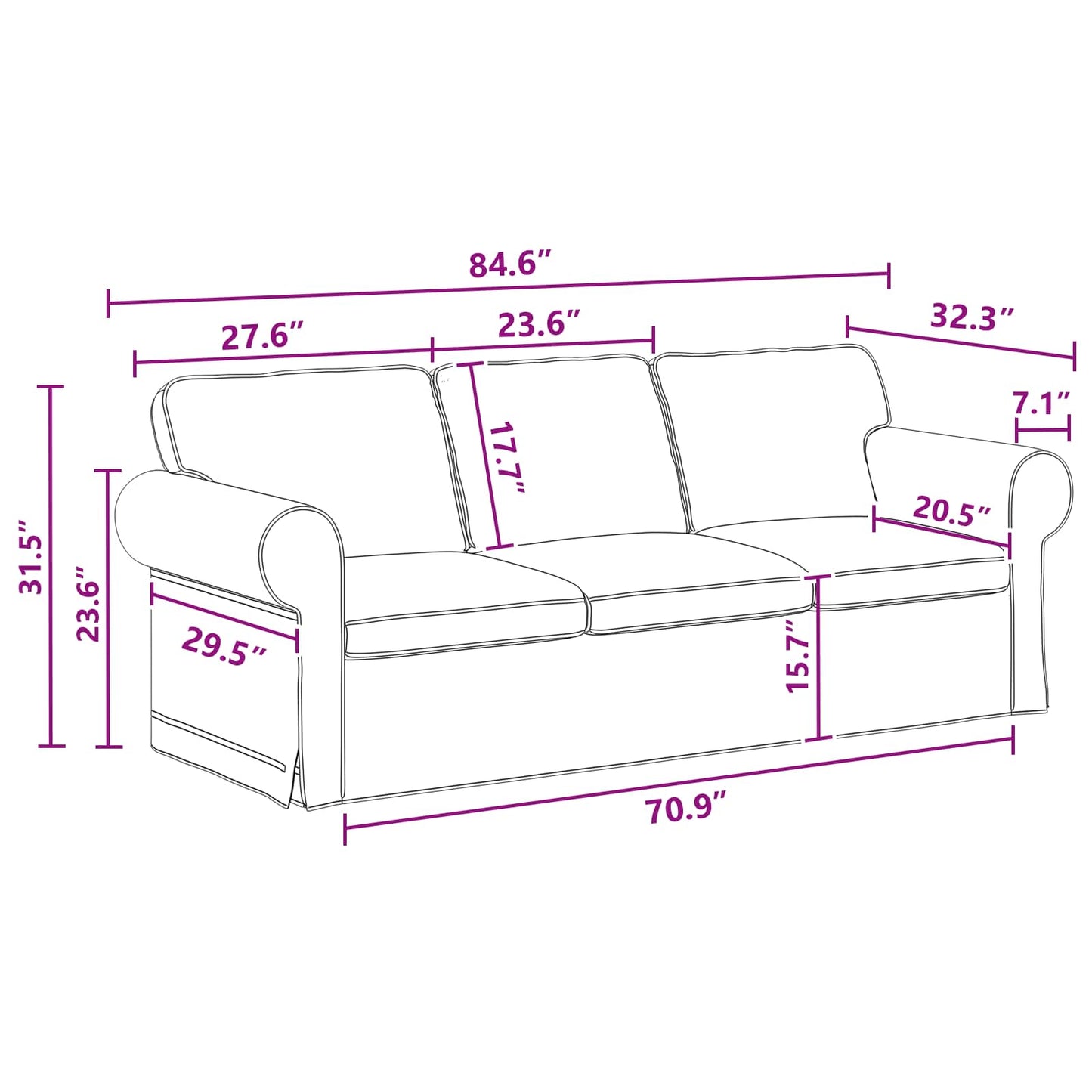 Divano Grigio scuro 215 x 82 x 80 cm Tessuto