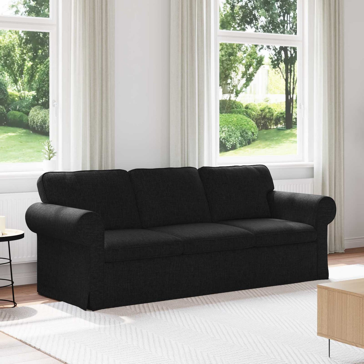 Divano Nero 215 x 82 x 80 cm Tessuto | homemem39