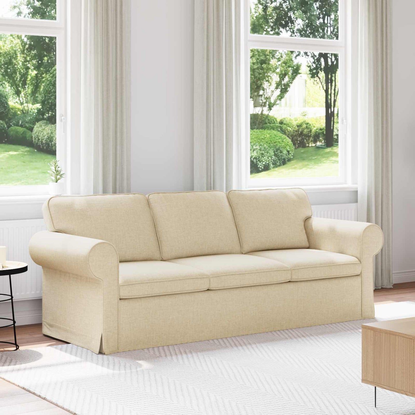 Divano Crema 215 x 82 x 80 cm Tessuto | homemem39