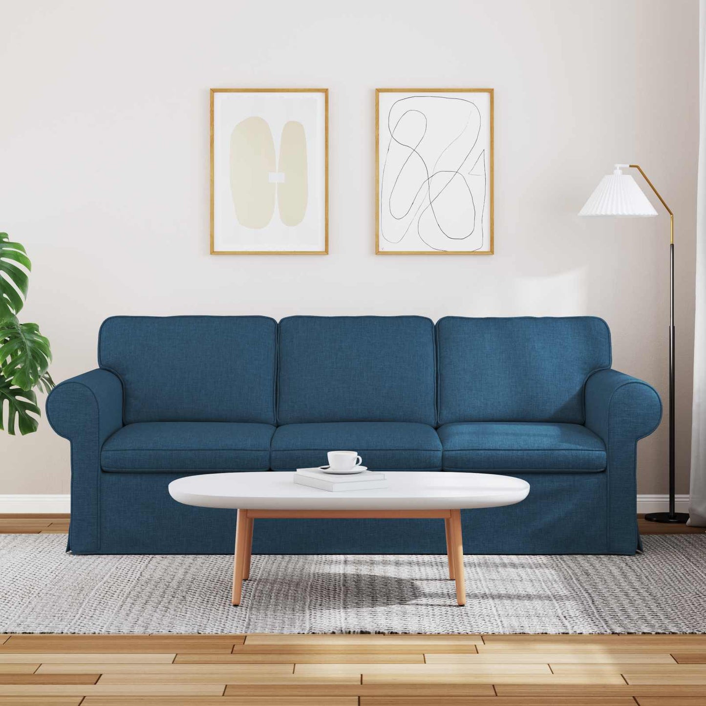 Divano Blu 215 x 82 x 80 cm Tessuto | homemem39