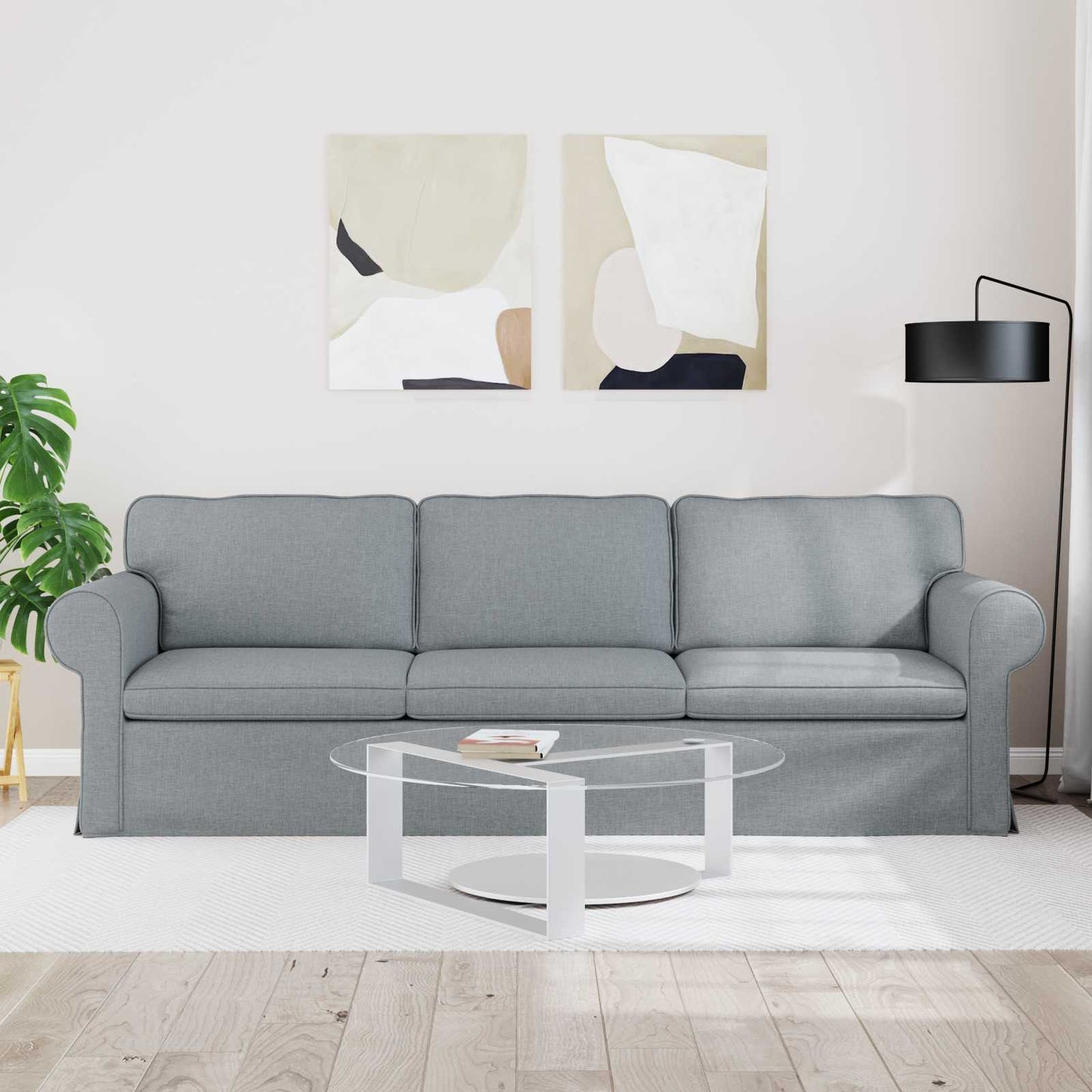 Divano Grigio chiaro 245 x 82 x 80 cm Tessuto