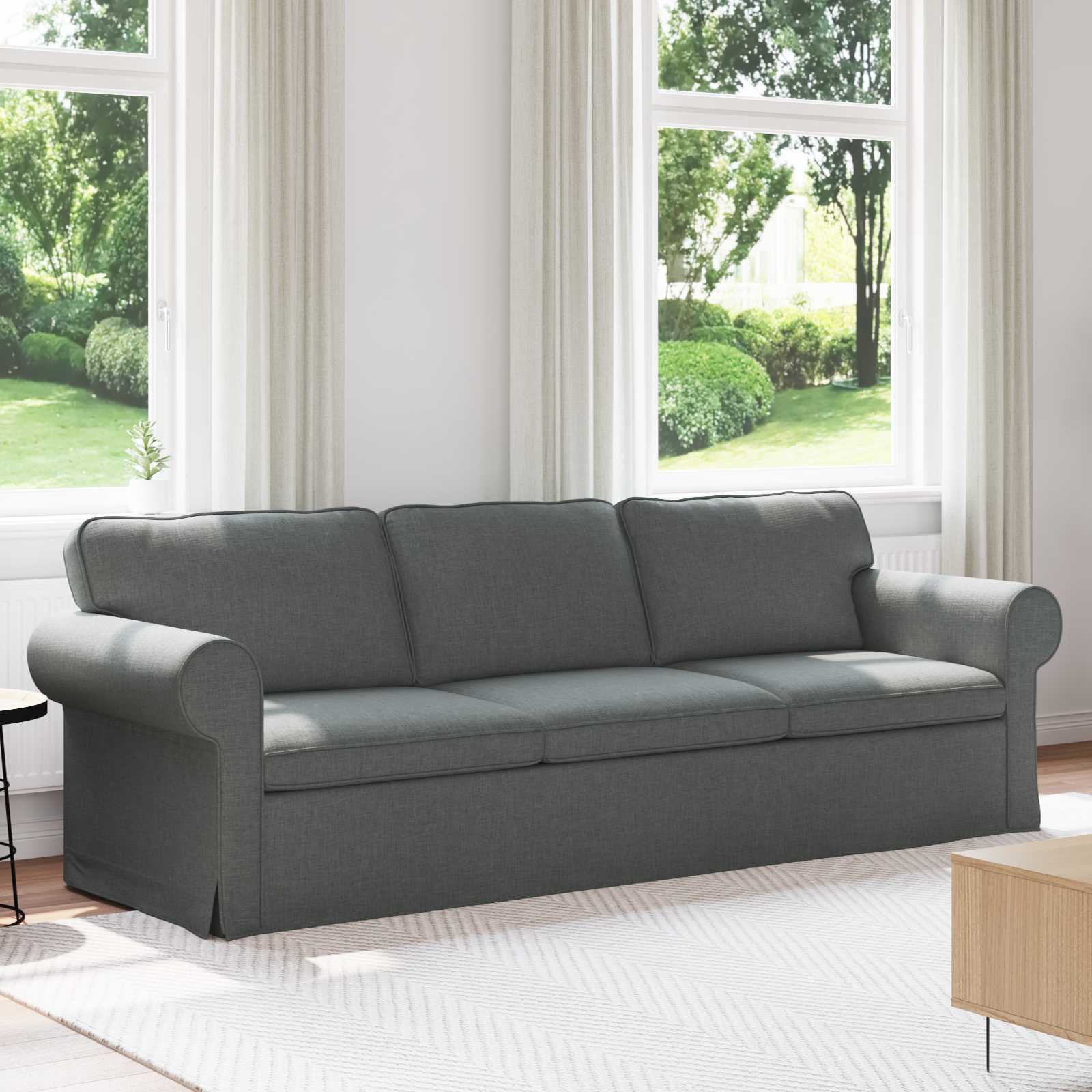Divano Grigio scuro 245 x 82 x 80 cm Tessuto | homemem39