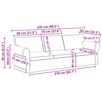 Divano Grigio scuro 245 x 82 x 80 cm Tessuto | homemem39