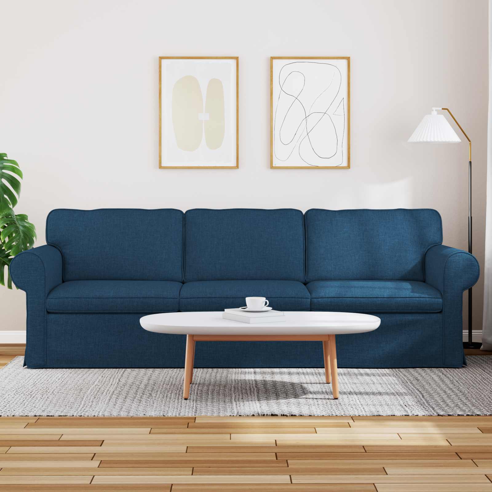 Divano Blu 245 x 82 x 80 cm Tessuto | homemem39