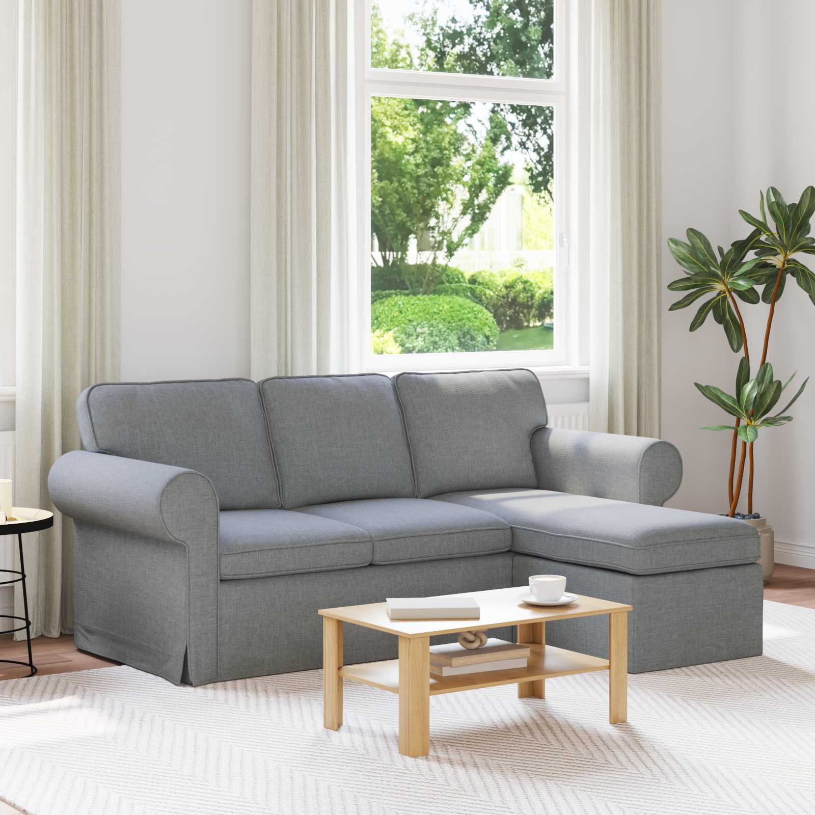 Divano Grigio chiaro 195 x 138 x 80 cm Tessuto | homemem39