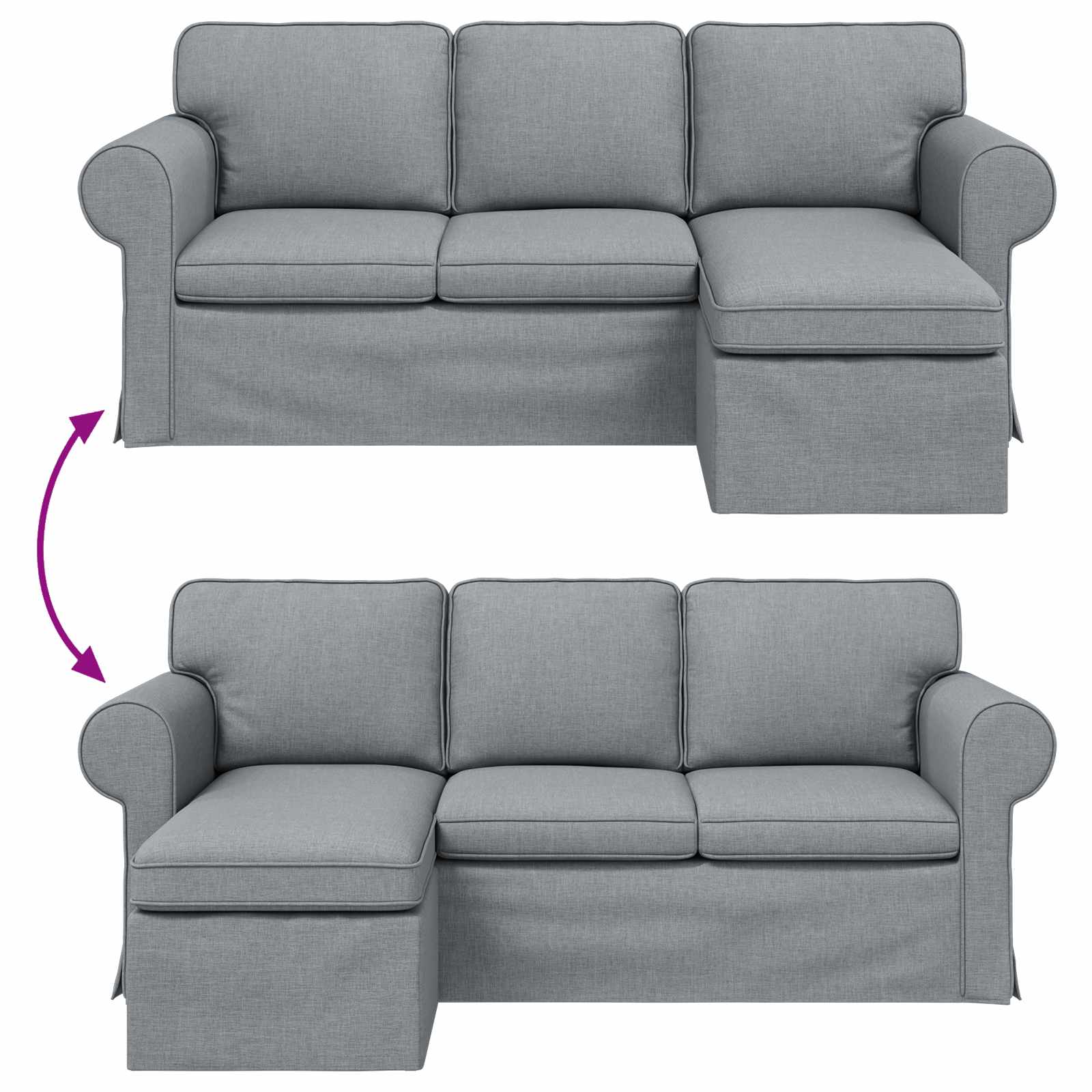 Divano Grigio chiaro 195 x 138 x 80 cm Tessuto | homemem39