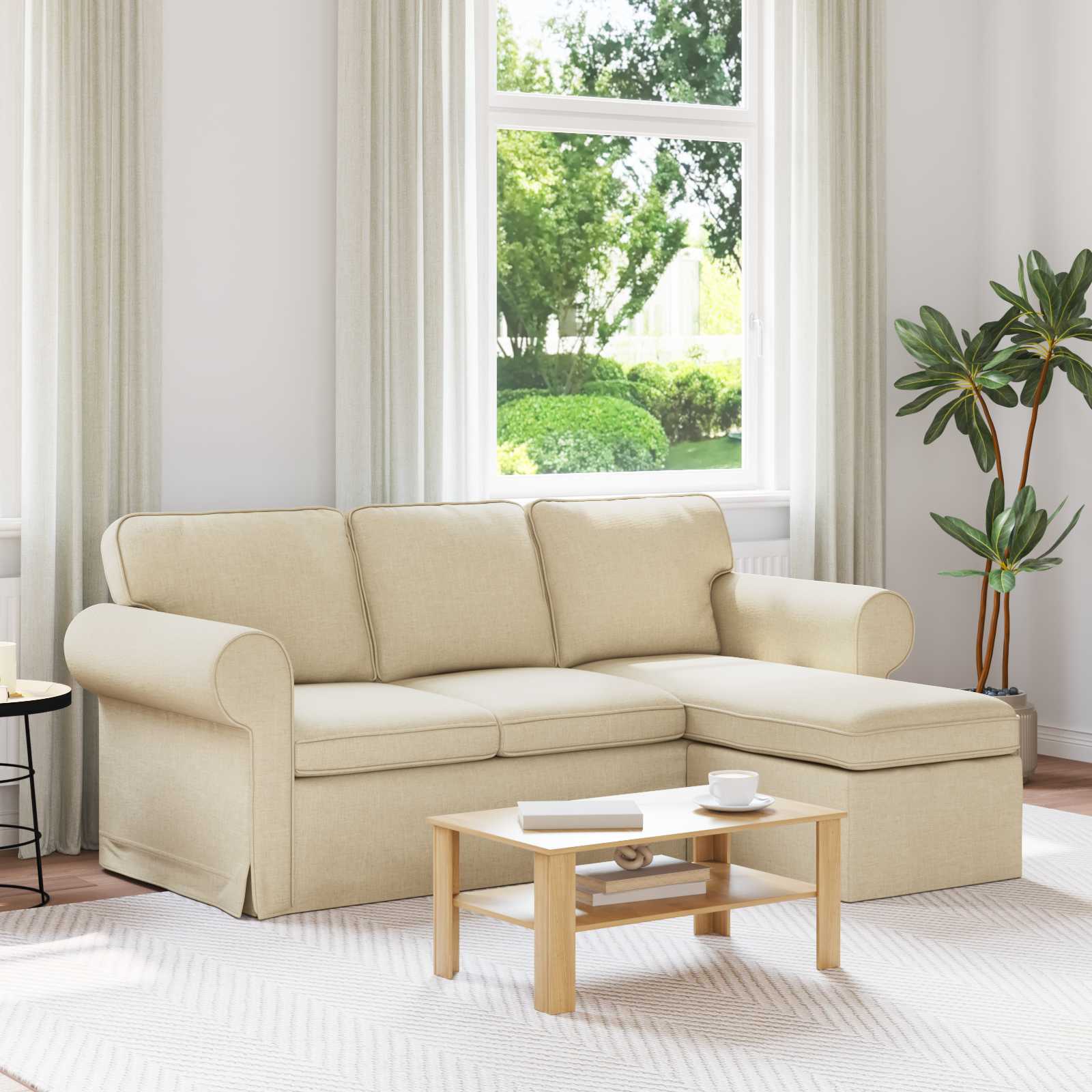 Divano Crema 195 x 138 x 80 cm Tessuto | homemem39