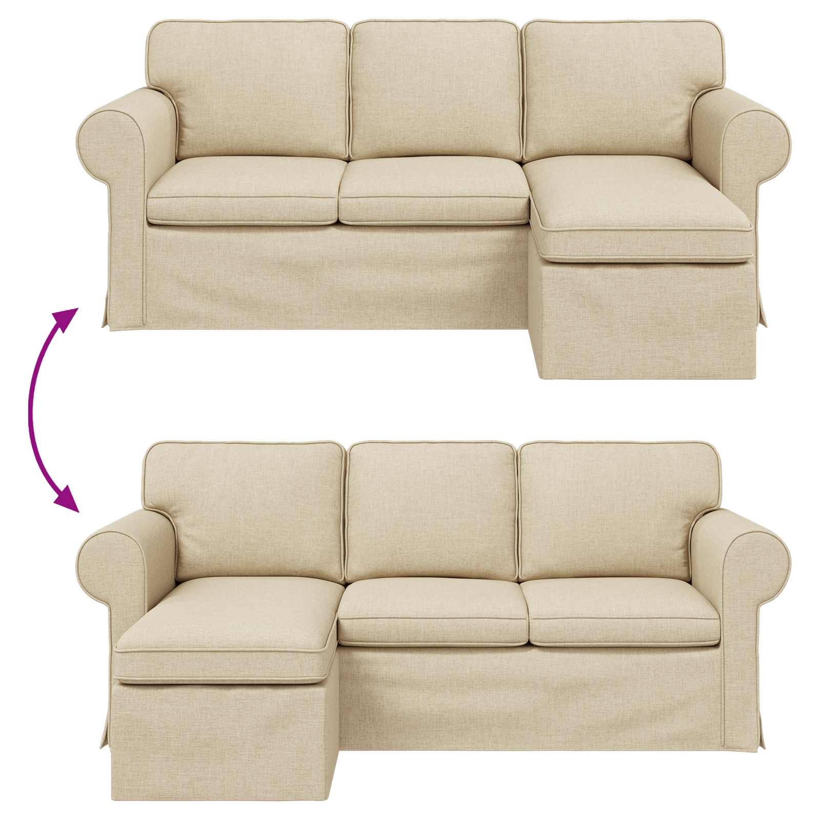 Divano Crema 195 x 138 x 80 cm Tessuto | homemem39