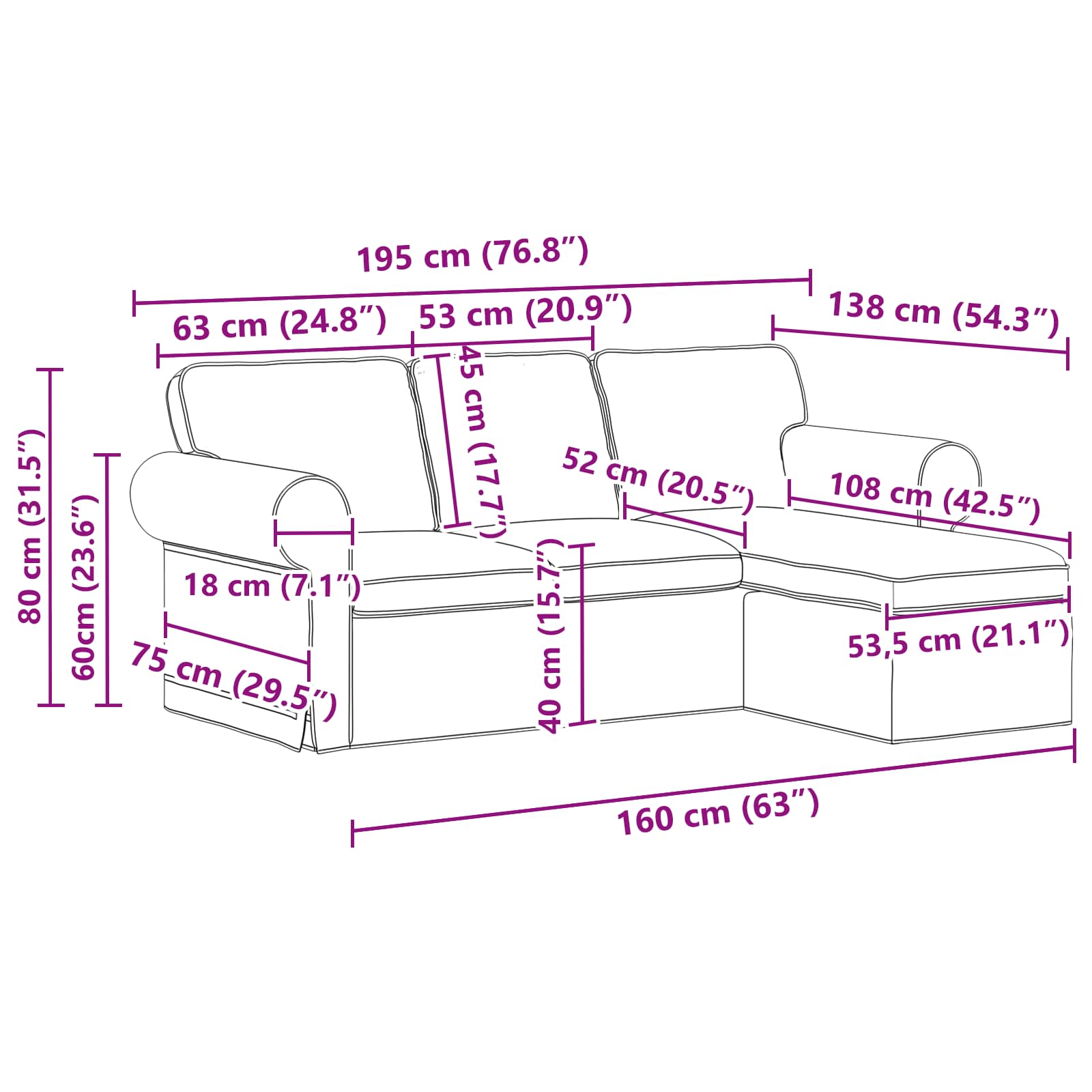 Divano Blu 195 x 138 x 80 cm Tessuto | homemem39