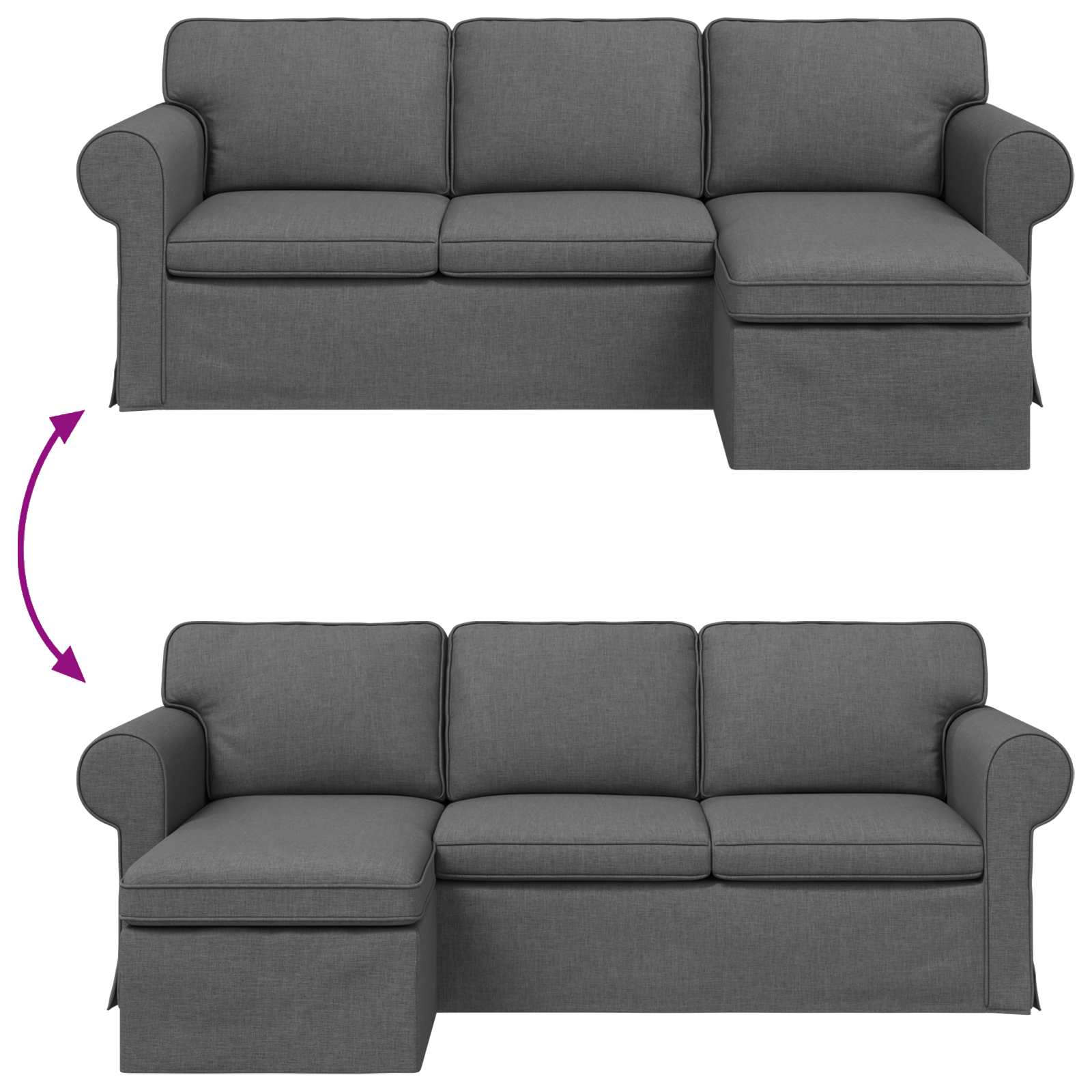 Divano Grigio scuro 215 x 138 x 80 cm Tessuto | homemem39