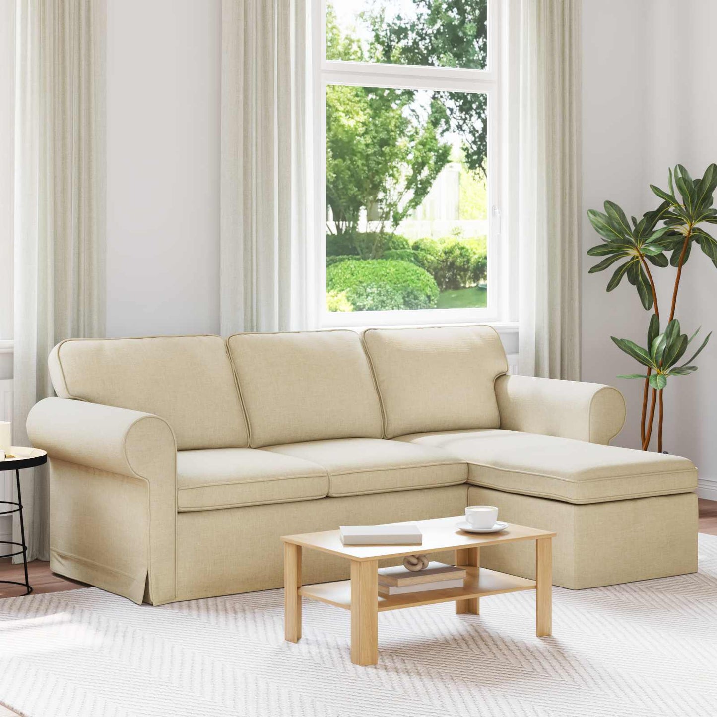 Divano Crema 215 x 138 x 80 cm Tessuto | homemem39