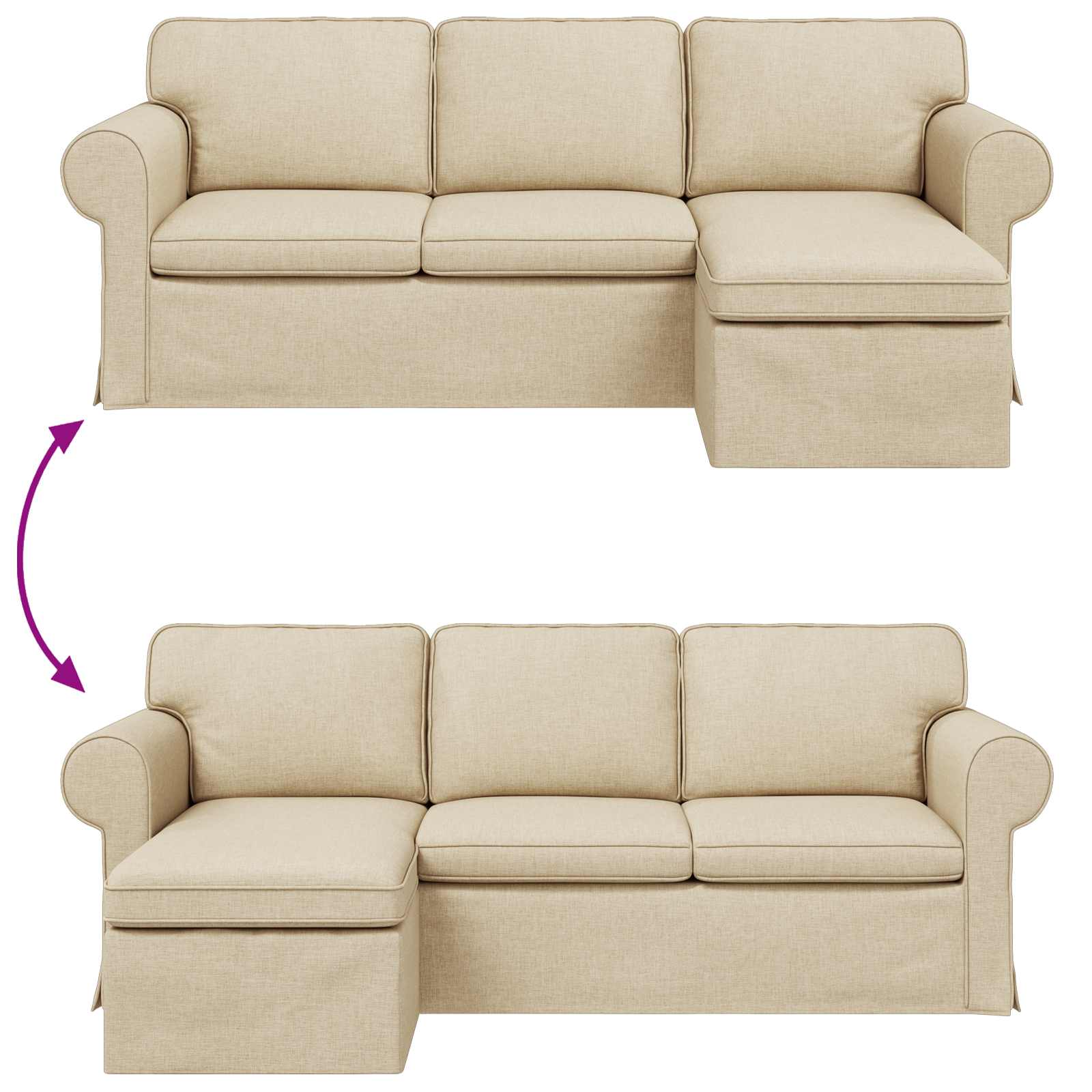Divano Crema 215 x 138 x 80 cm Tessuto | homemem39