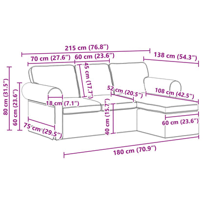 Divano Crema 215 x 138 x 80 cm Tessuto | homemem39