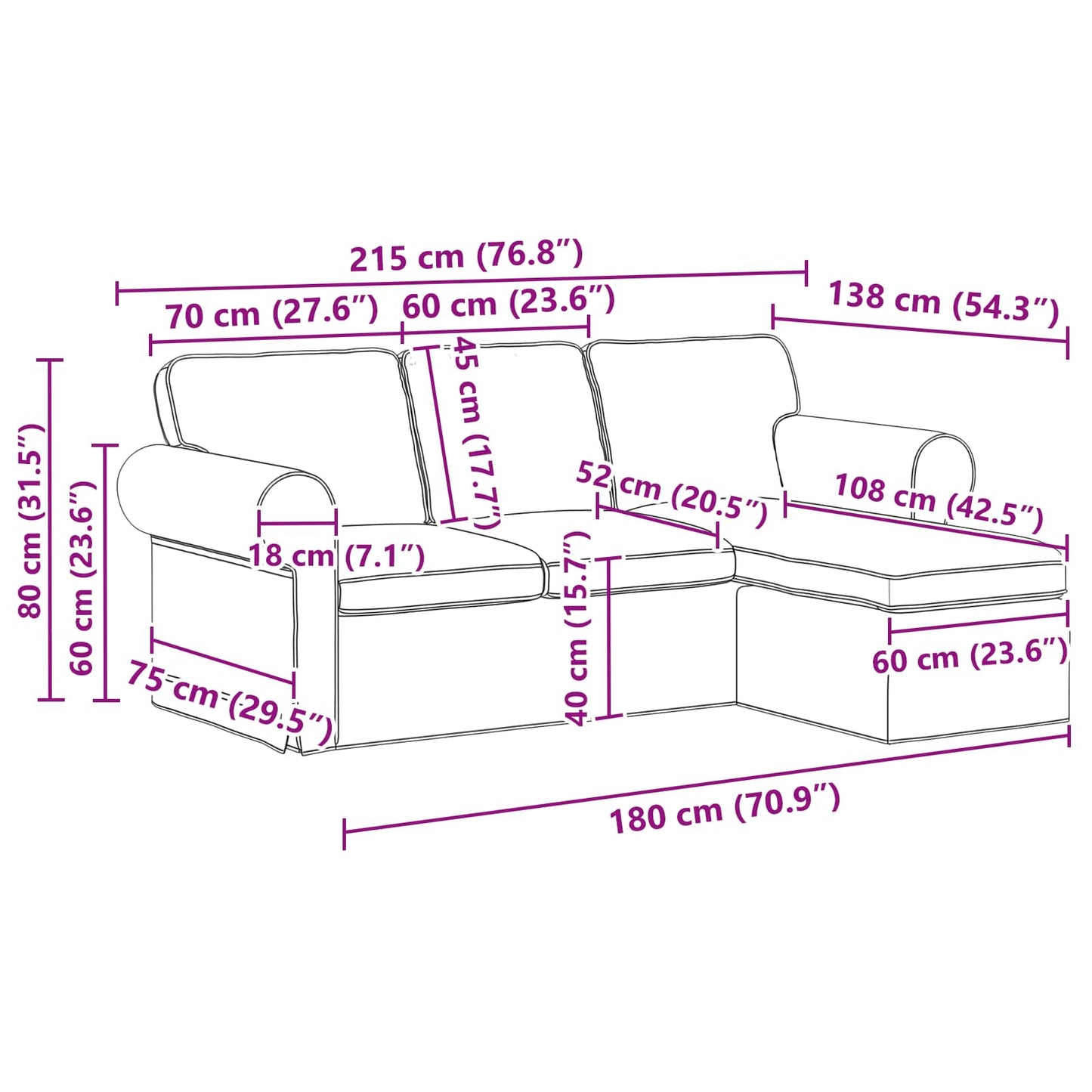 Divano Crema 215 x 138 x 80 cm Tessuto | homemem39