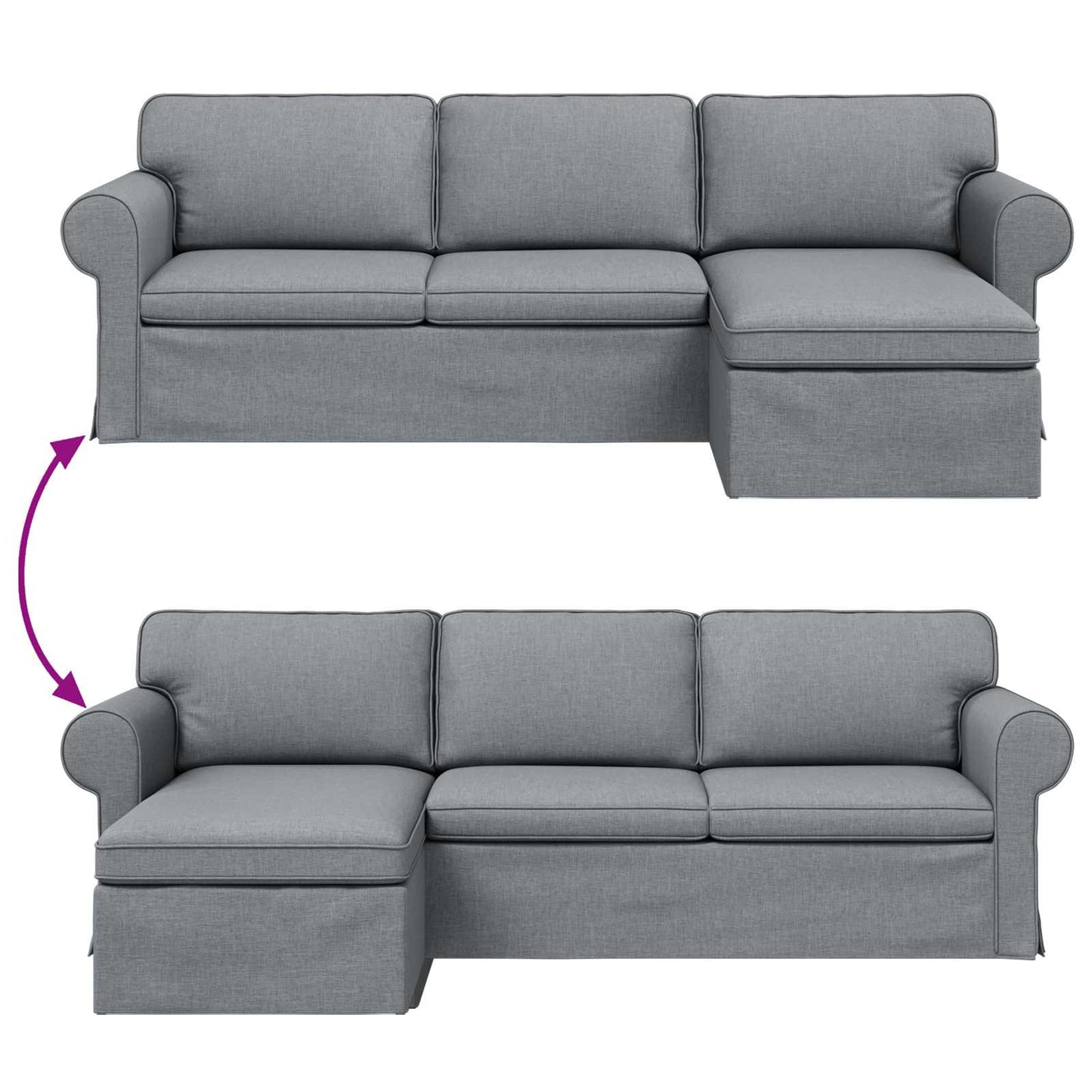 Divano Grigio chiaro 245 x 138 x 80 cm Tessuto