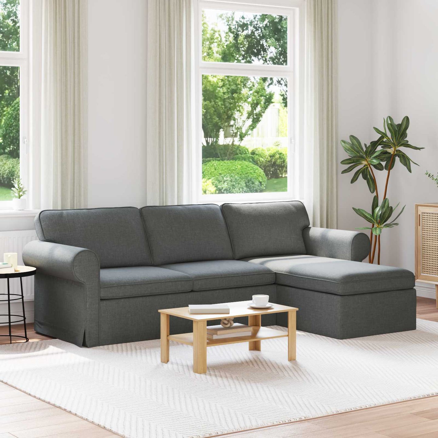 Divano Grigio scuro 245 x 138 x 80 cm Tessuto | homemem39