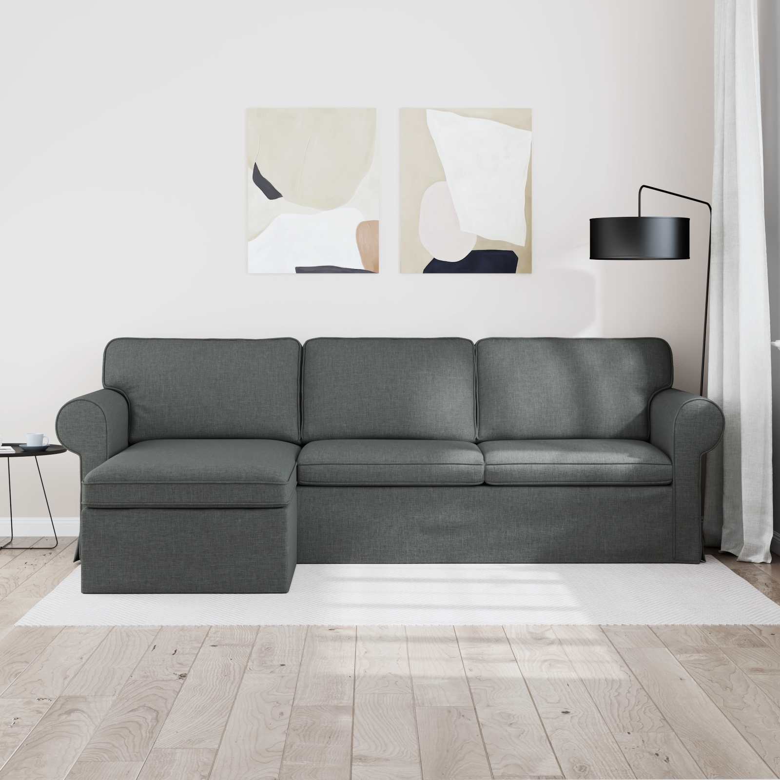 Divano Grigio scuro 245 x 138 x 80 cm Tessuto | homemem39