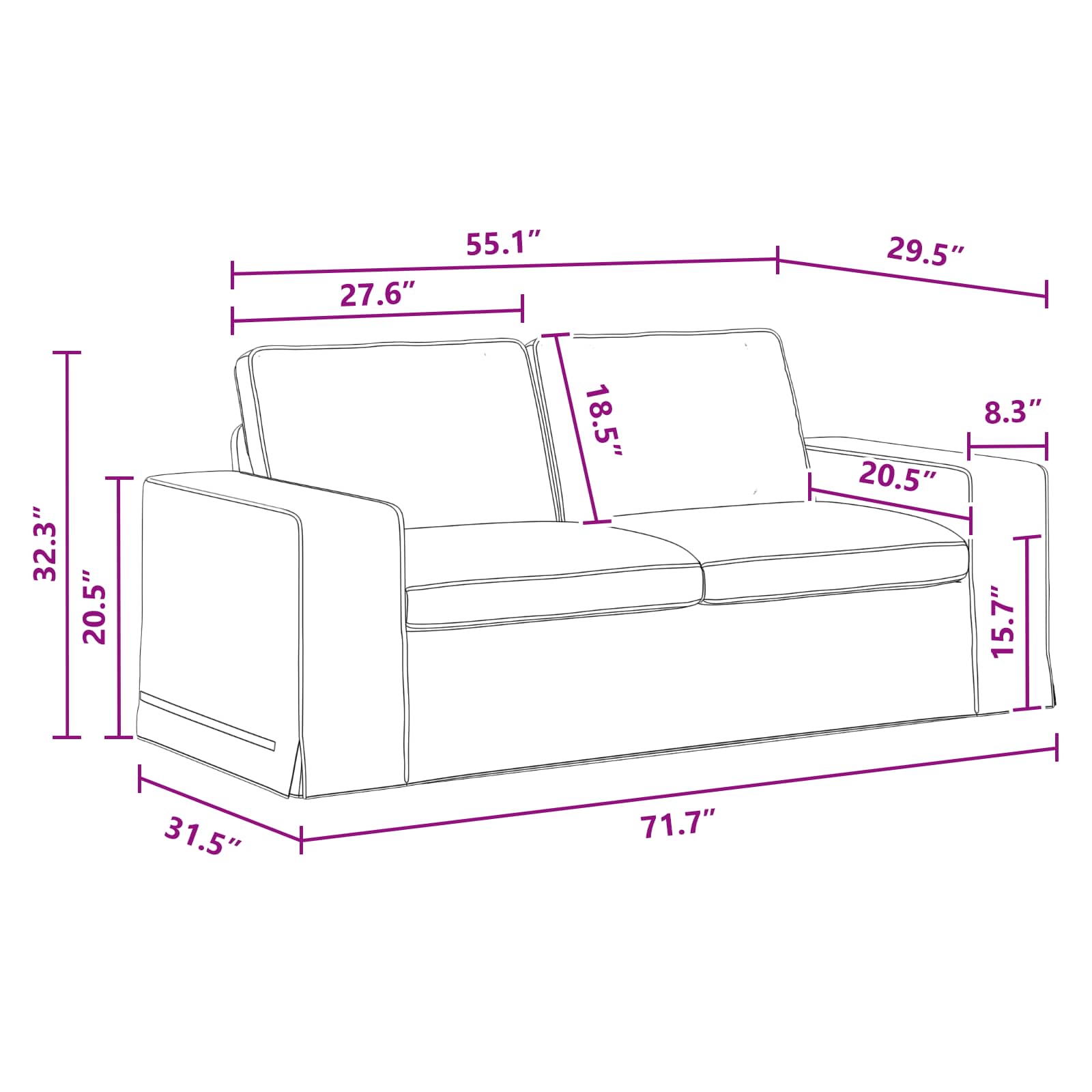 Divano Grigio scuro 182 x 80 x 82 cm Tessuto | homemem39