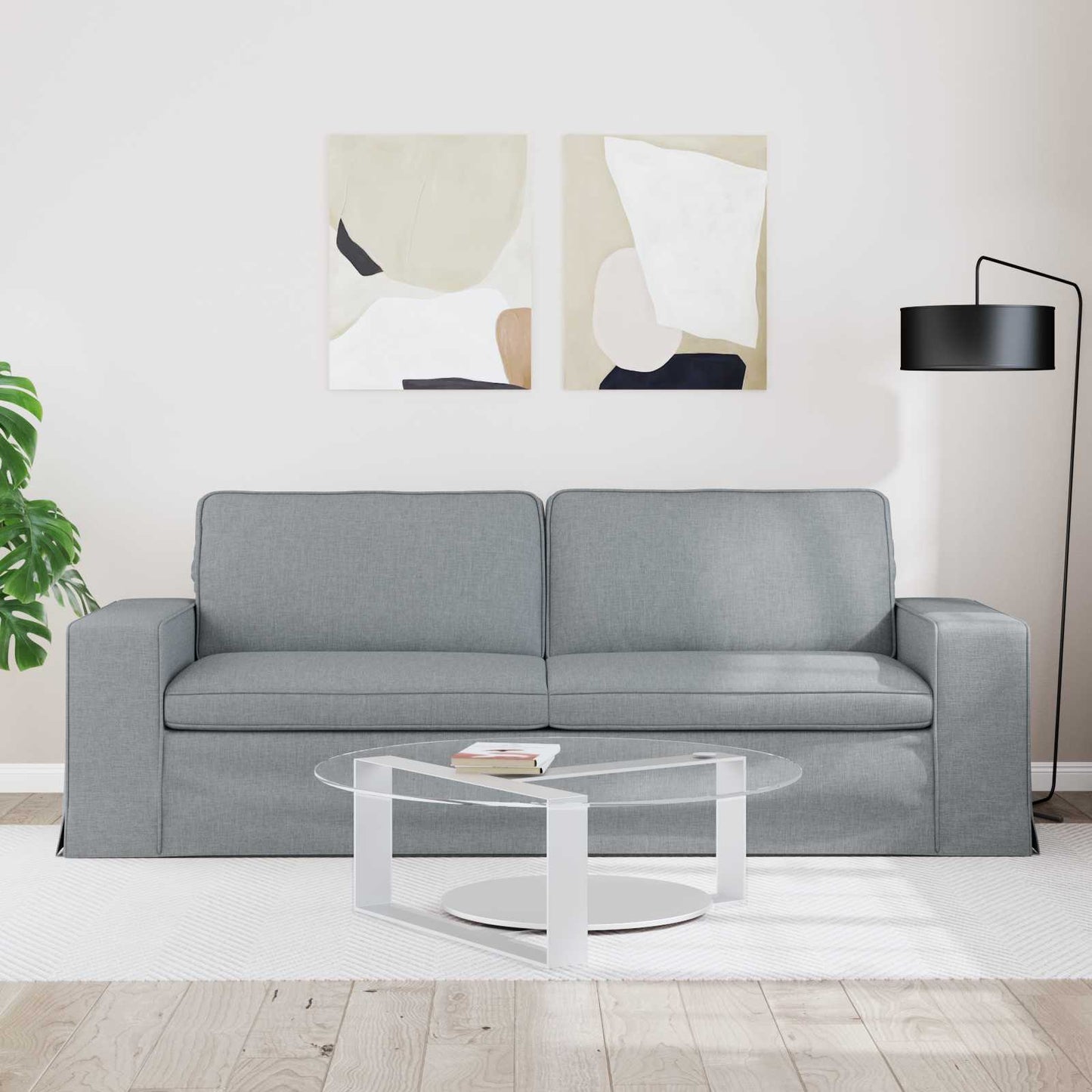 Divano Grigio chiaro 222 x 80 x 82 cm Tessuto | homemem39