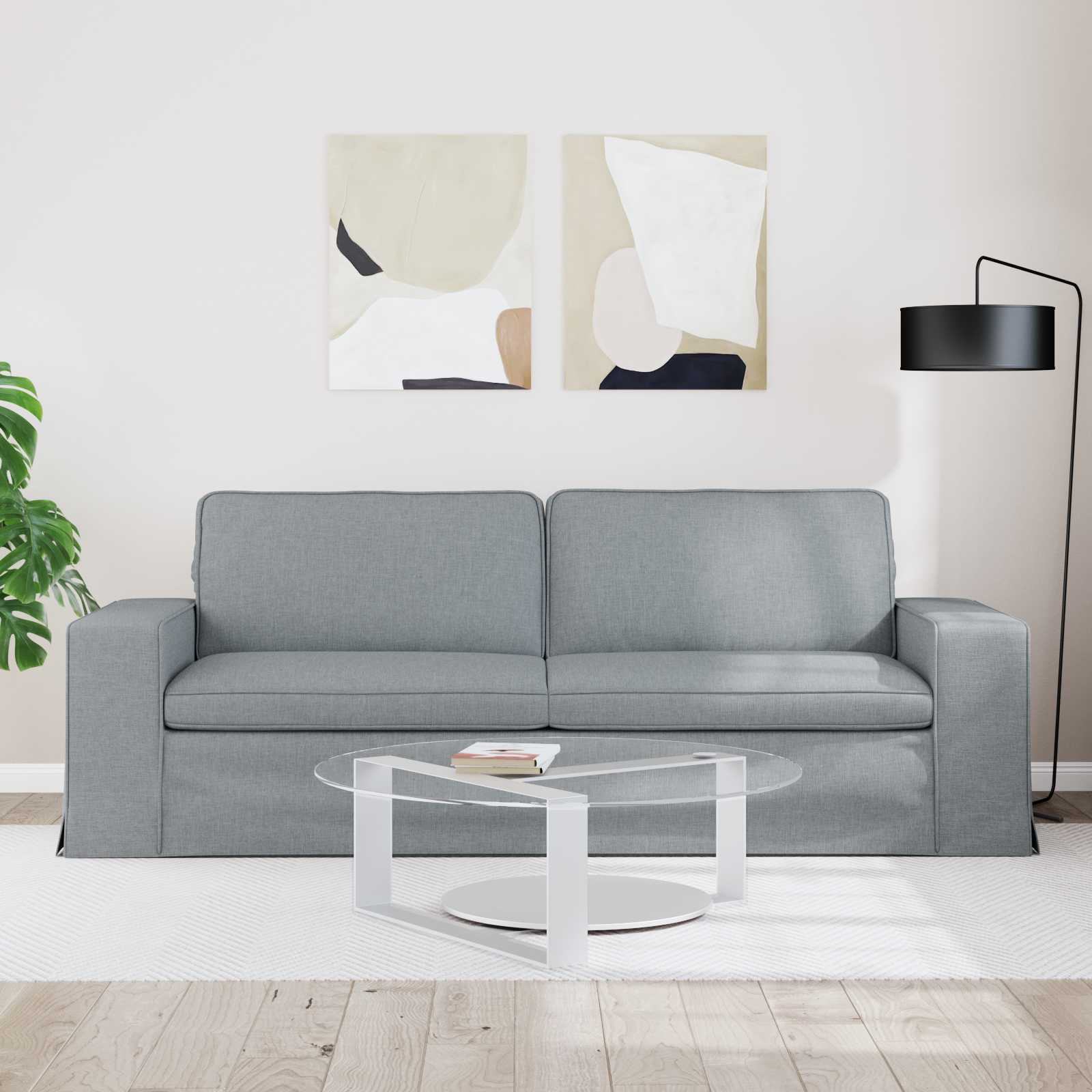 Divano Grigio chiaro 222 x 80 x 82 cm Tessuto | homemem39