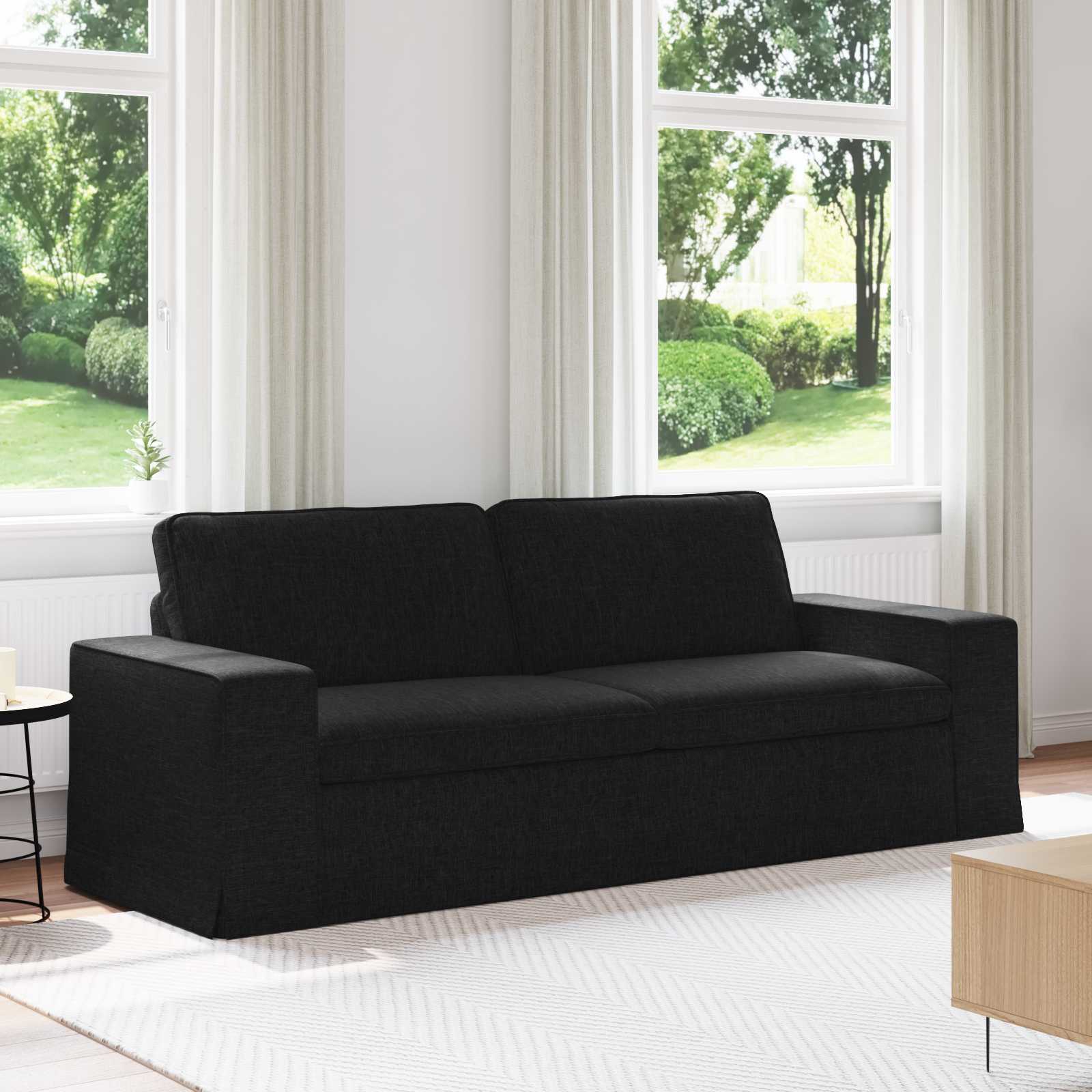Divano Nero 222 x 80 x 82 cm Tessuto | homemem39