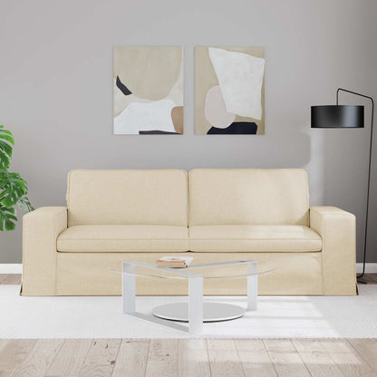 Divano Crema 222 x 80 x 82 cm Tessuto - homemem39
