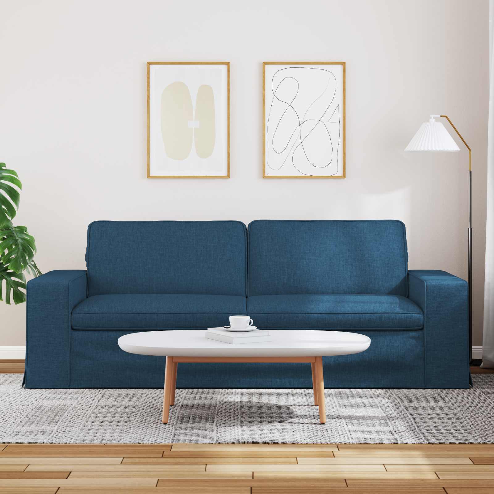 Divano Blu 222 x 80 x 82 cm Tessuto - homemem39