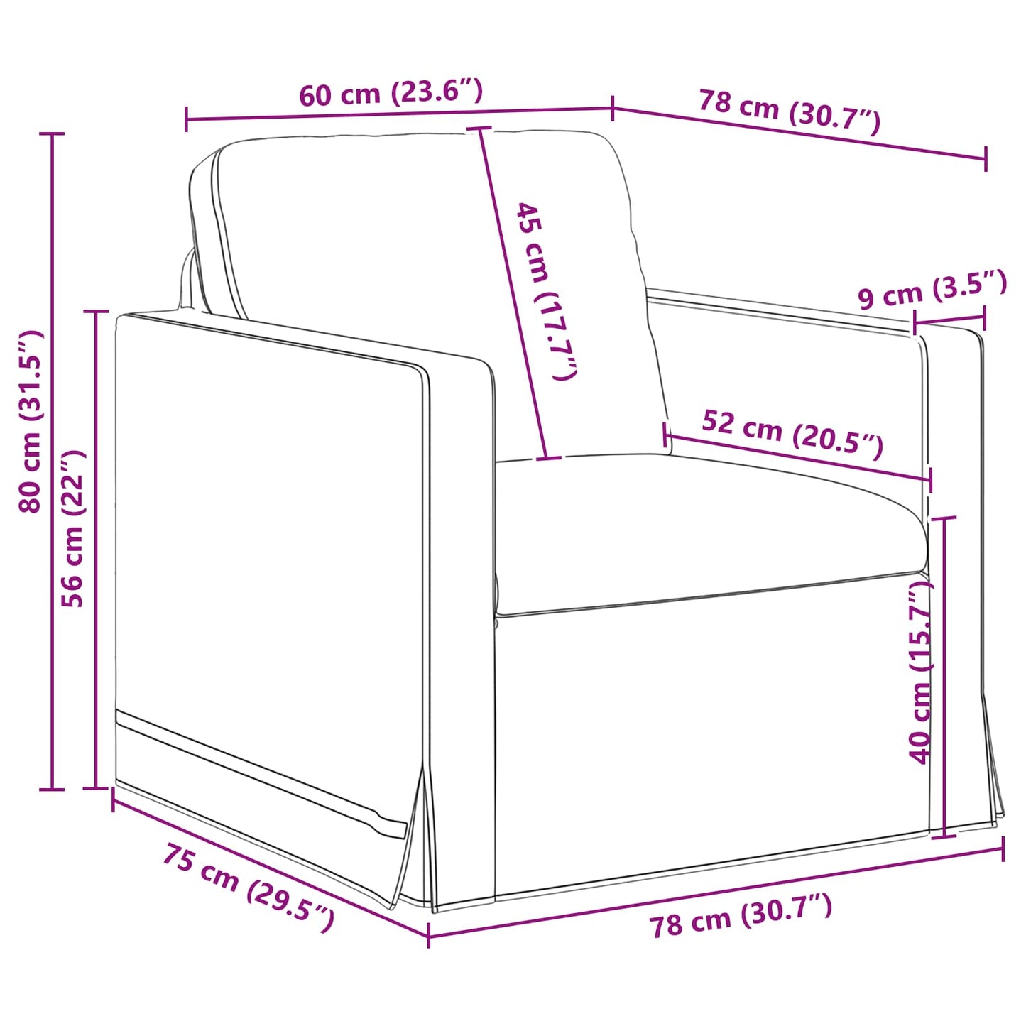 Divano Rosa 78 x 78 x 80 cm Velluto | homemem39