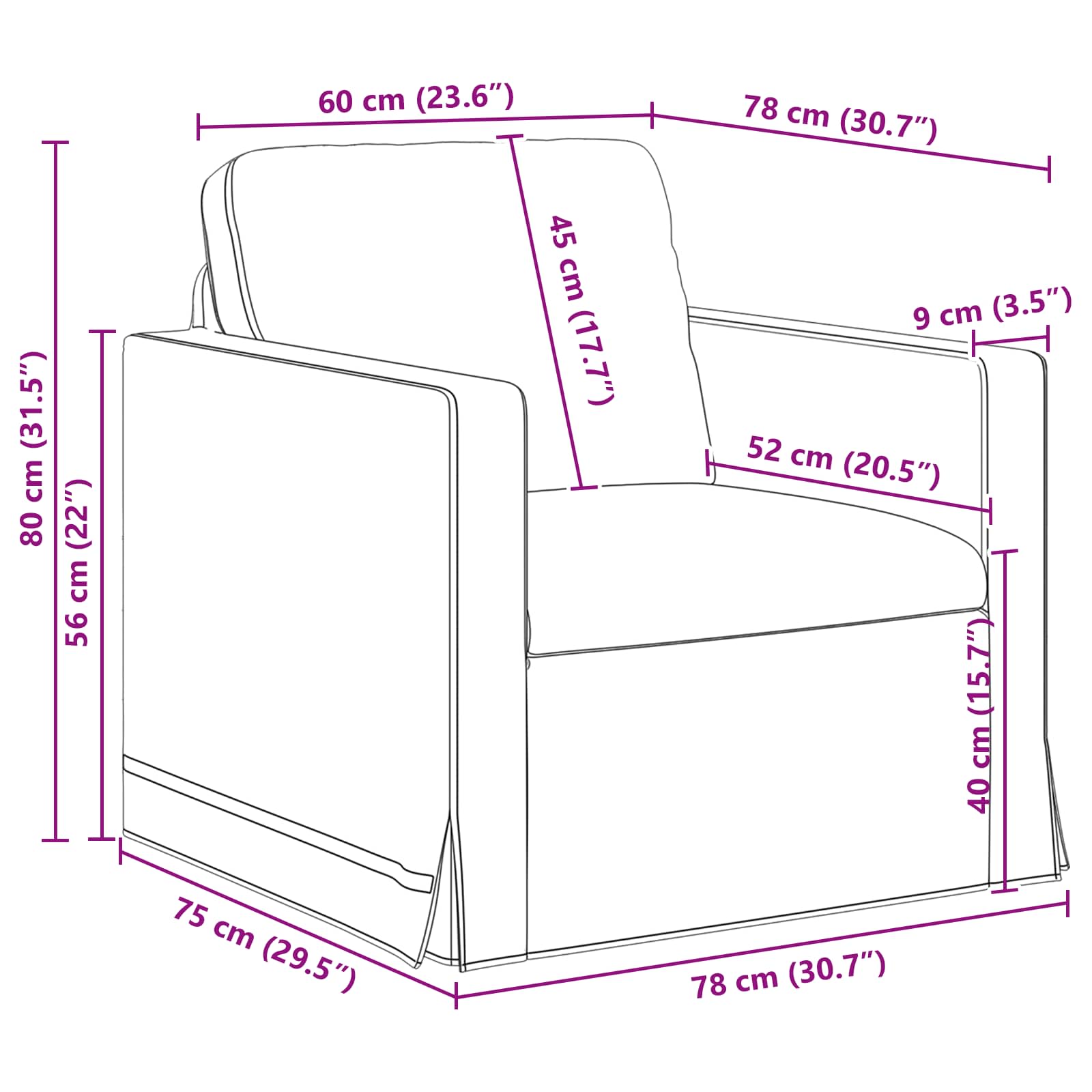 Divano Crema 78 x 78 x 80 cm Velluto | homemem39