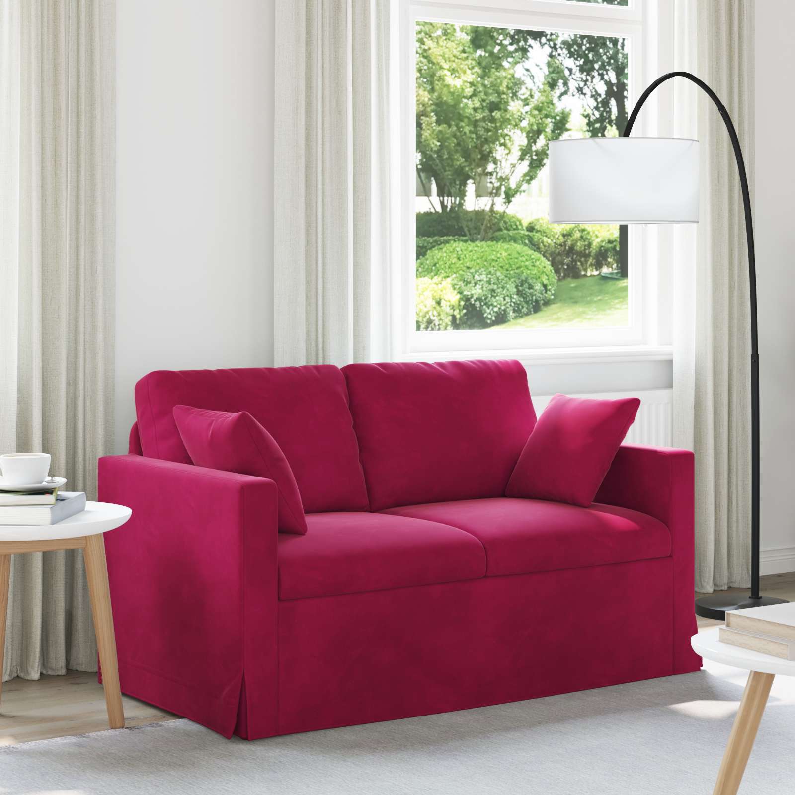 Divano Rosso Vino 138 x 78 x 80 cm Velluto | homemem39