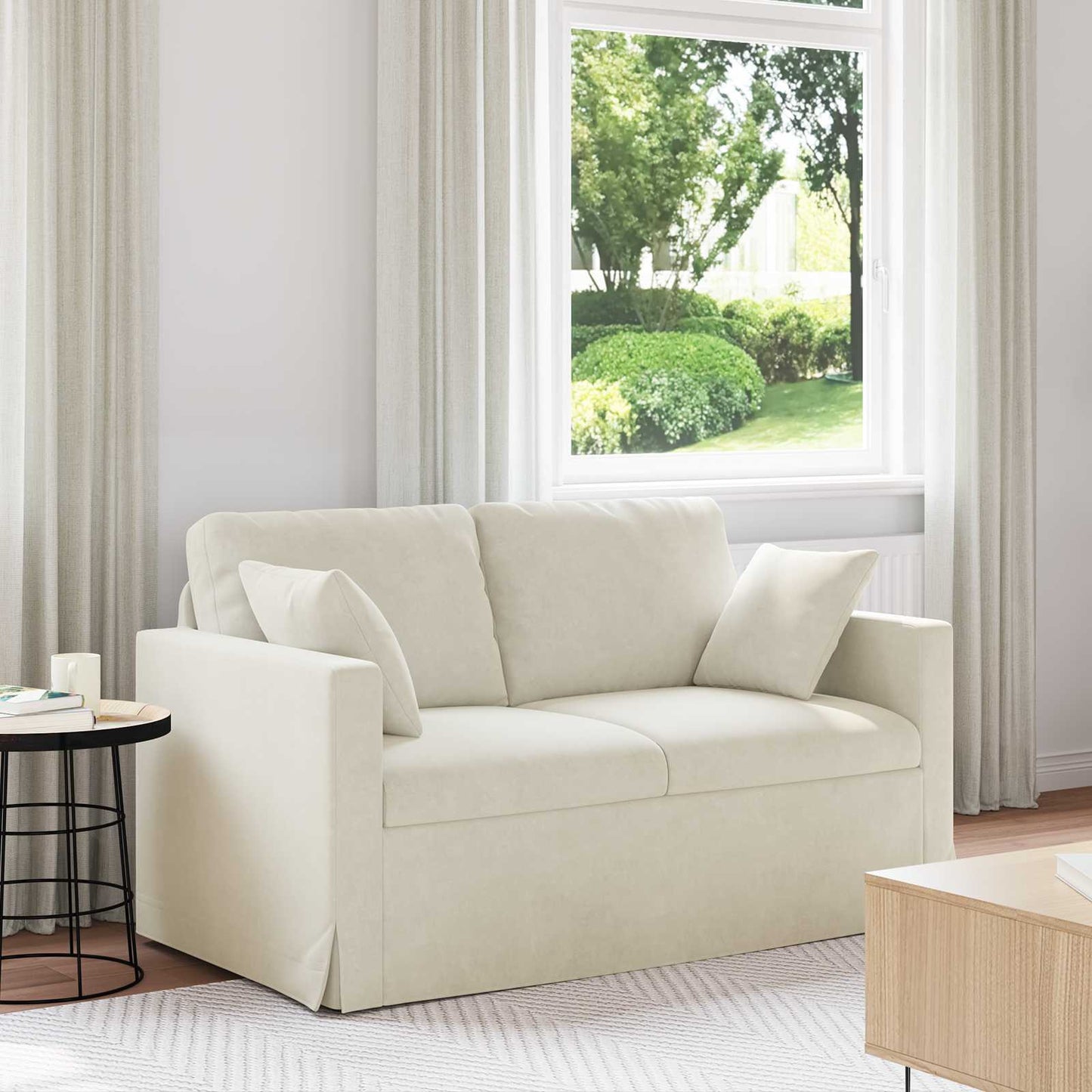 Divano Crema 138 x 78 x 80 cm Velluto | homemem39