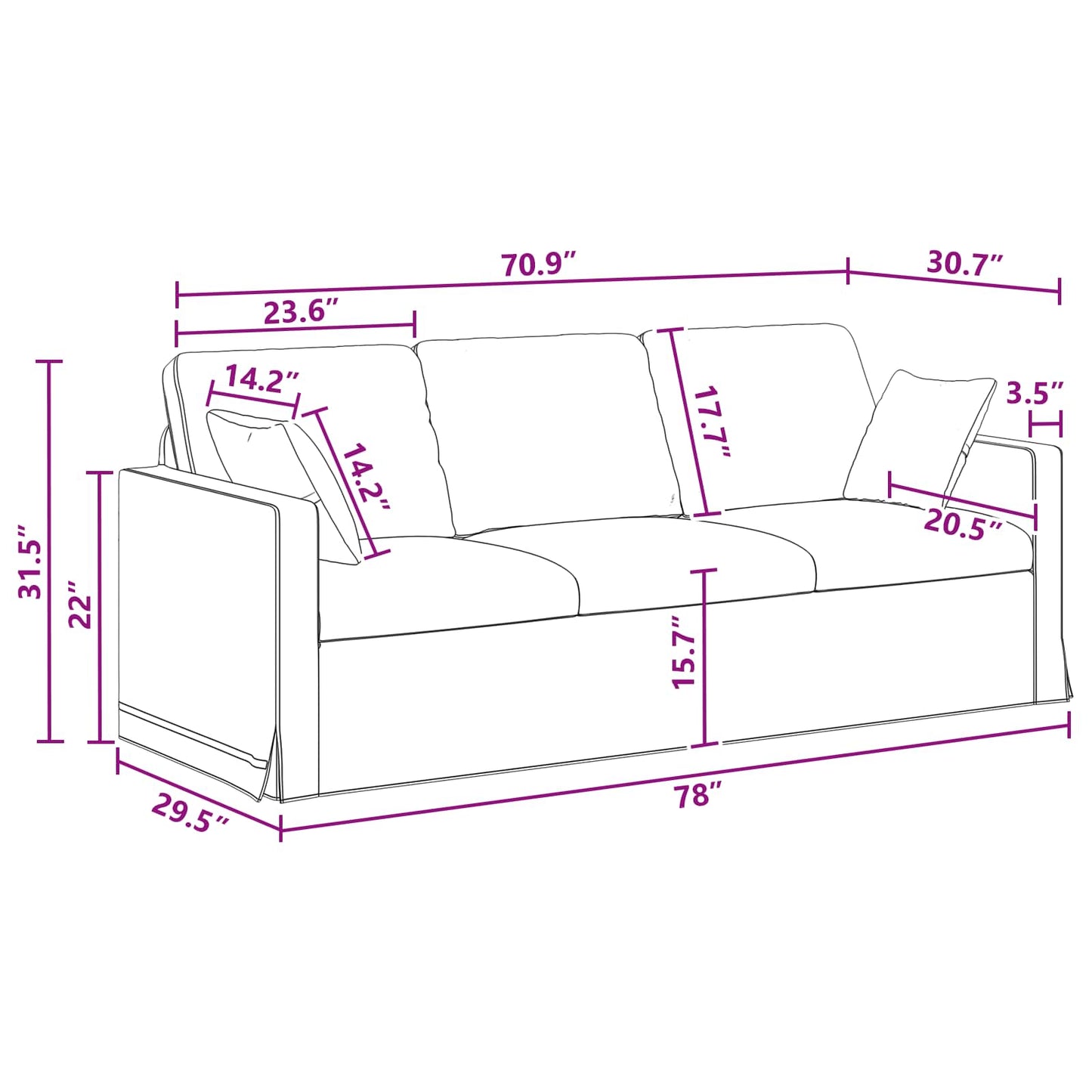 Divano Grigio scuro 198 x 78 x 80 cm Velluto