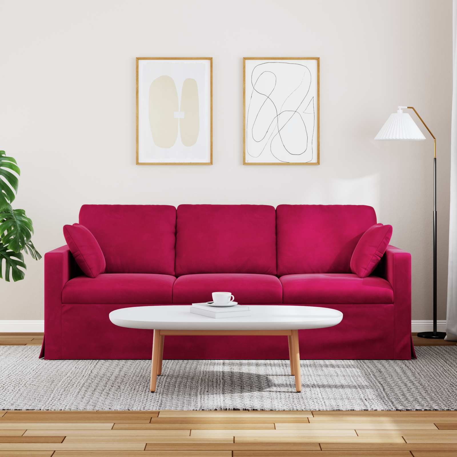 Divano Rosso Vino 198 x 78 x 80 cm Velluto | homemem39