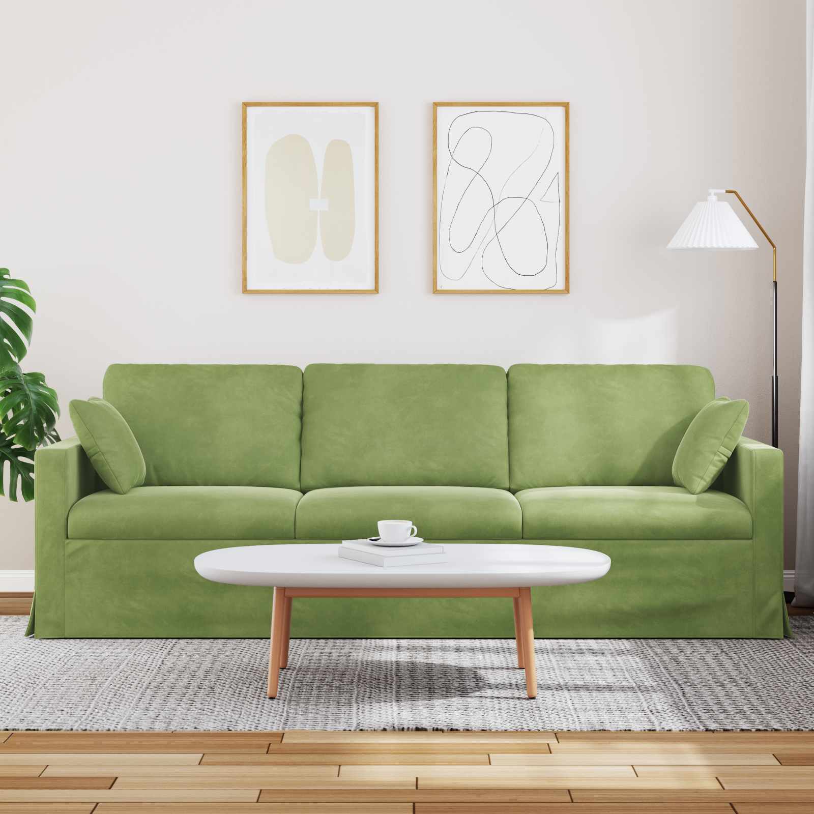 Divano Verde chiaro 228 x 78 x 80 cm Velluto | homemem39