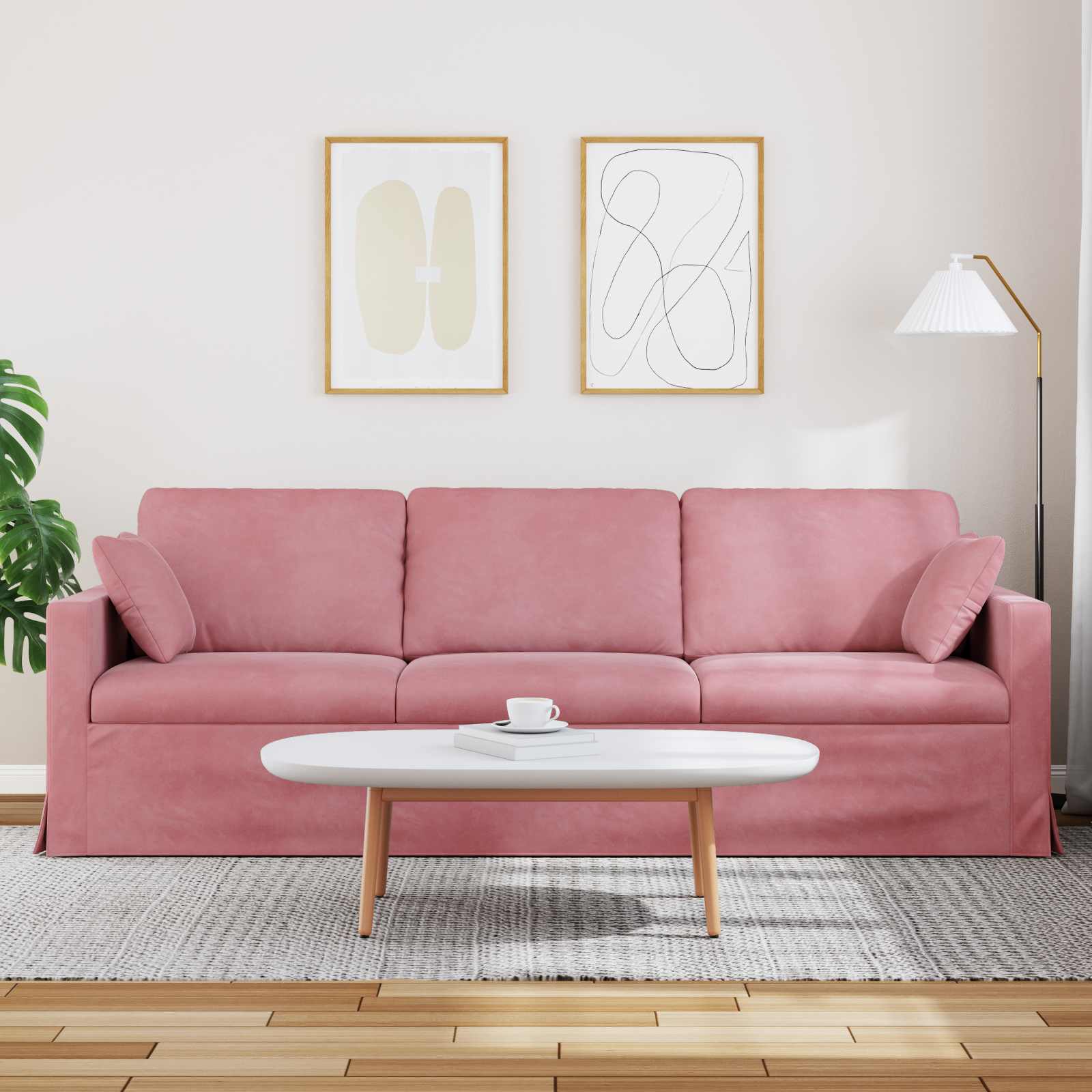 Divano Rosa 228 x 78 x 80 cm Velluto | homemem39