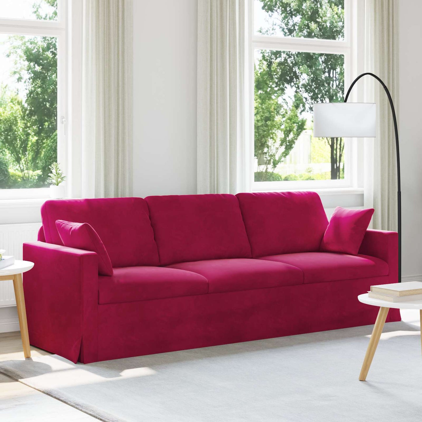 Divano Rosso Vino 228 x 78 x 80 cm Velluto | homemem39