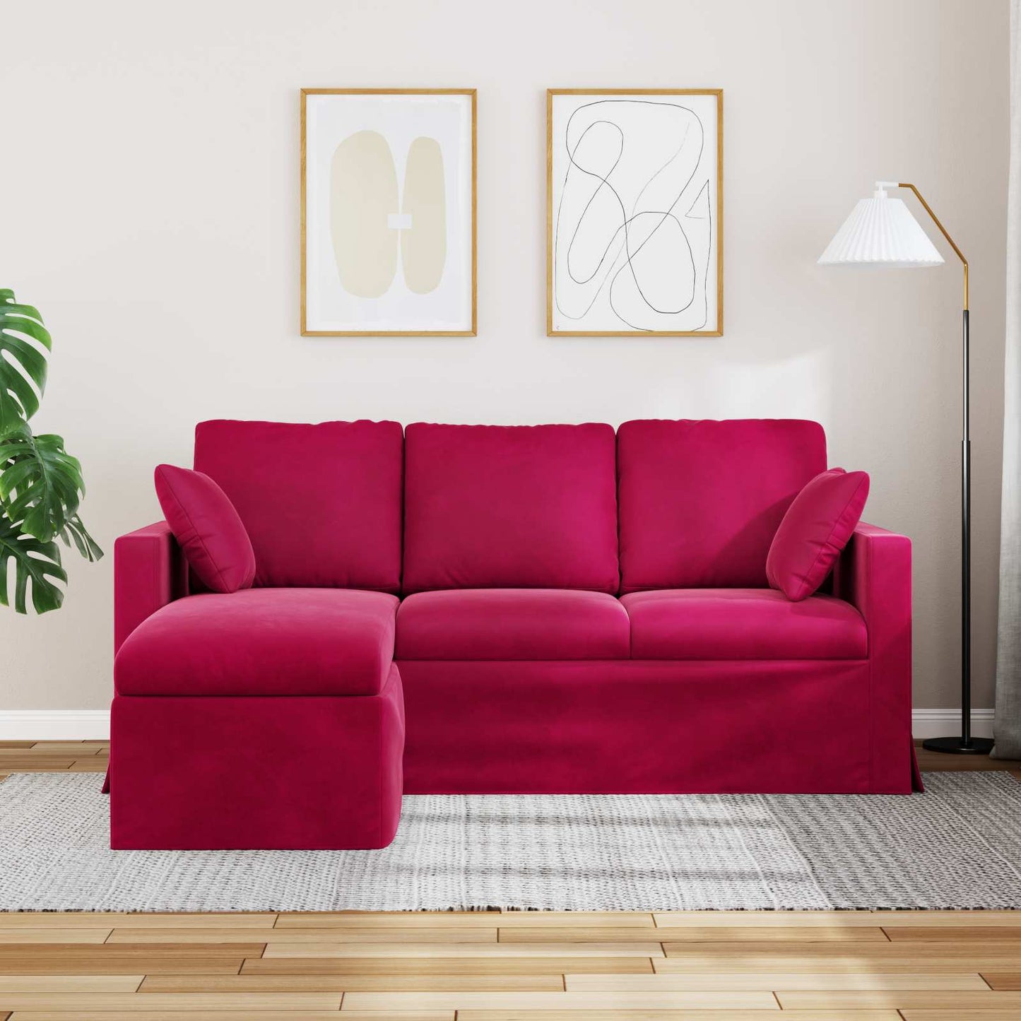 Divano Rosso Vino 178 x 134 x 80 cm Velluto | homemem39