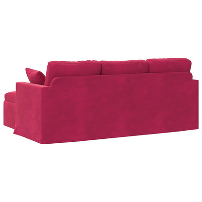 Divano Rosso Vino 198 x 134 x 80 cm Velluto