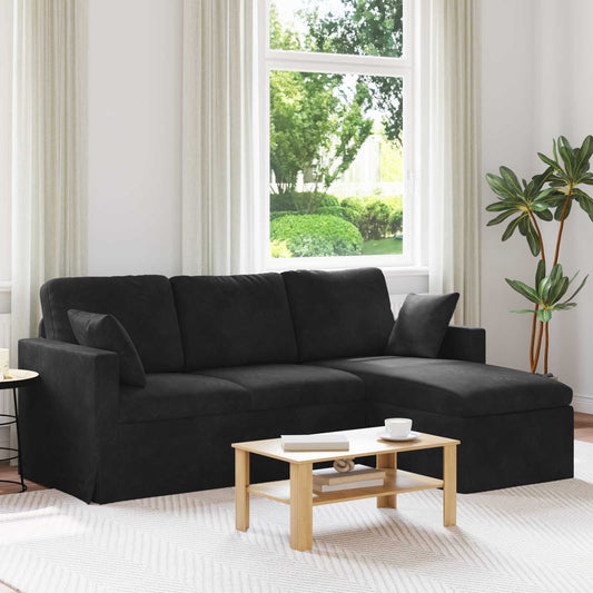 Divano Nero 198 x 134 x 80 cm Velluto | homemem39