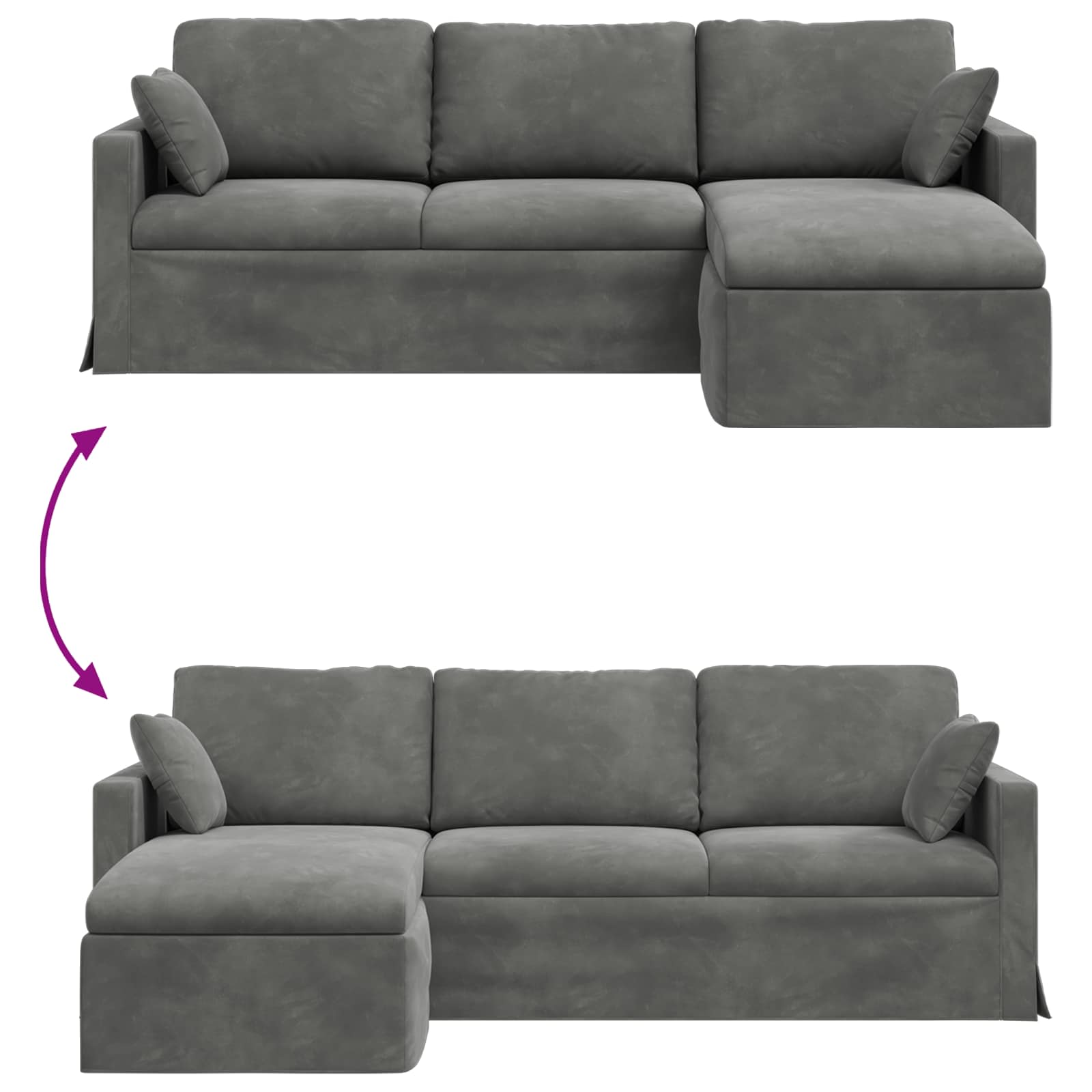 Divano Grigio scuro 228 x 134 x 80 cm Velluto | homemem39