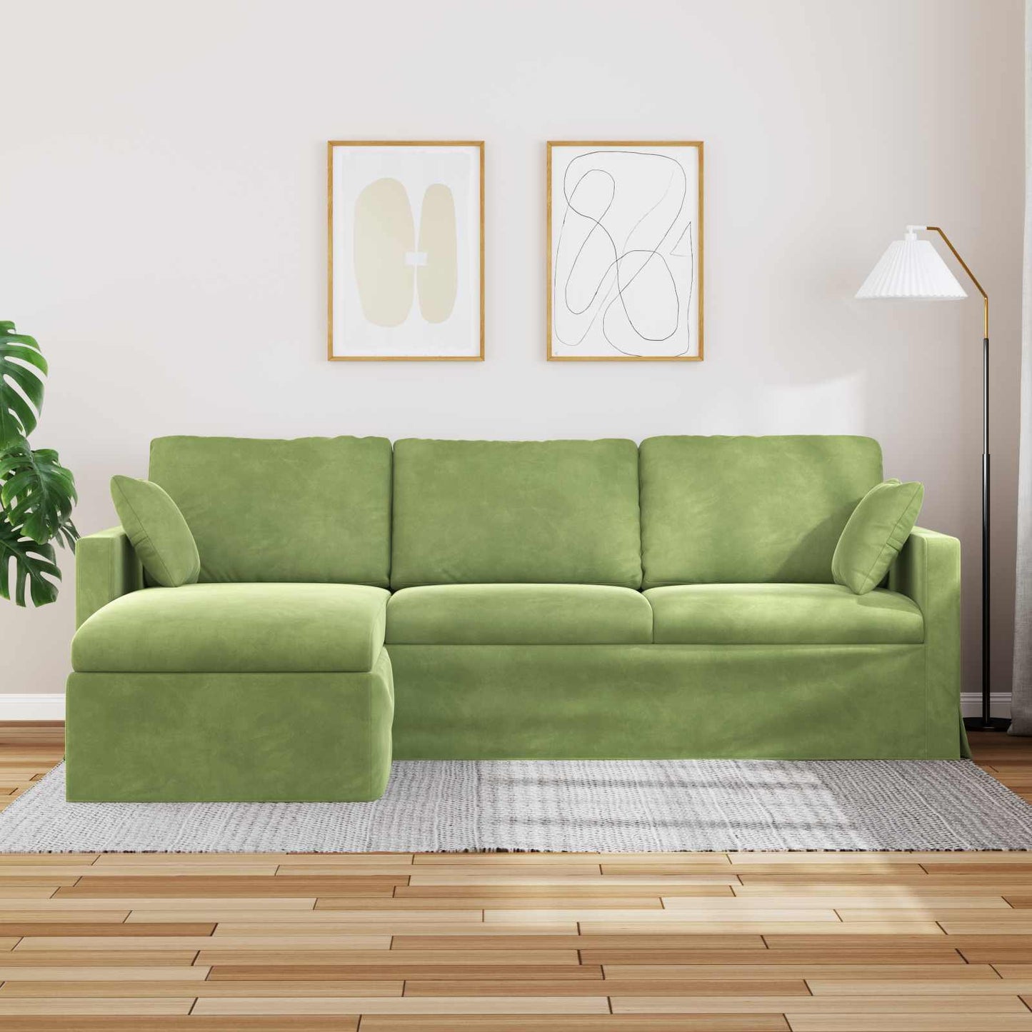 Divano Verde chiaro 228 x 134 x 80 cm Velluto